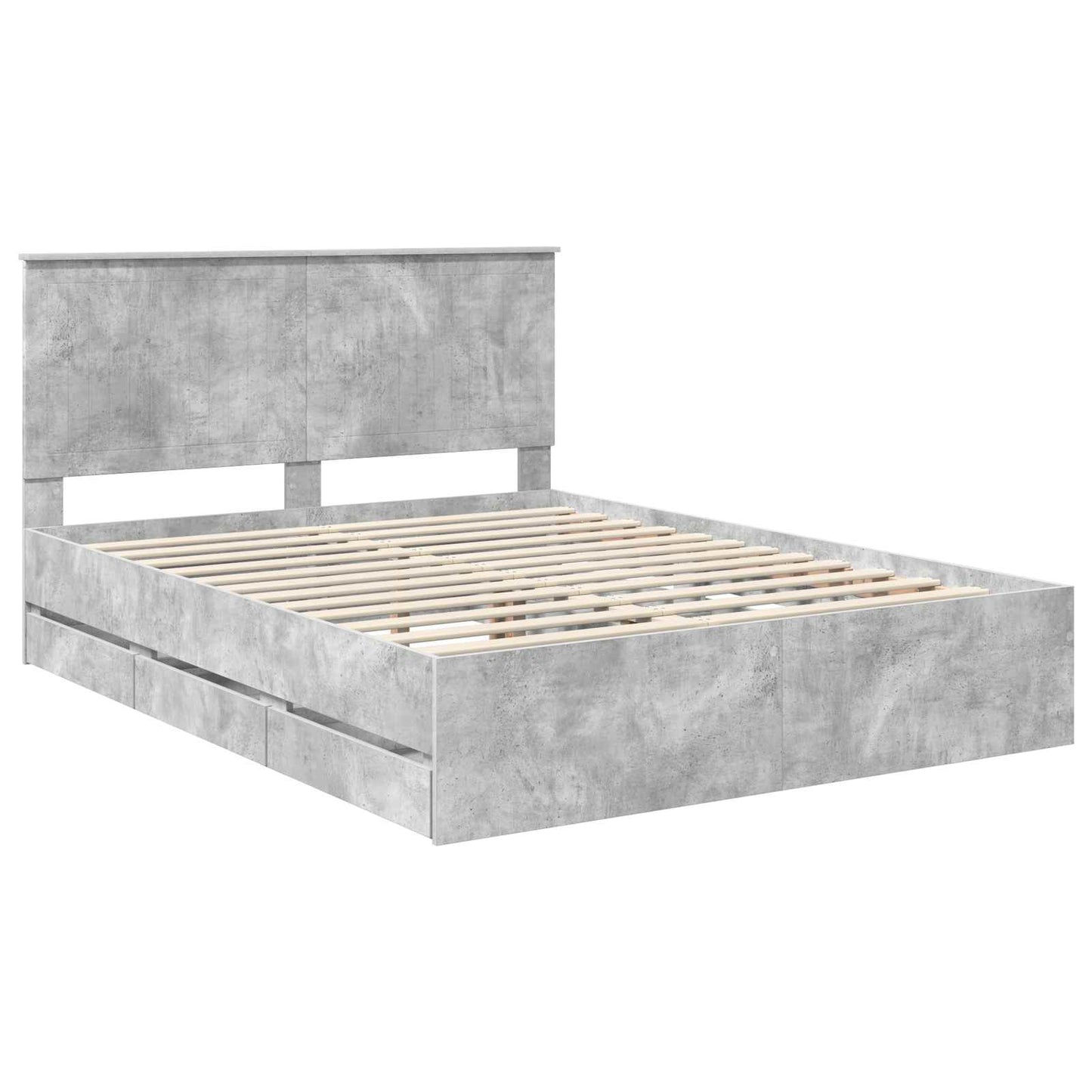 vidaXL Σκελετός Κρεβατιού Σκυρόδεμα Γκρι 150 x 200 cm Μηχανήματος Ξύλο