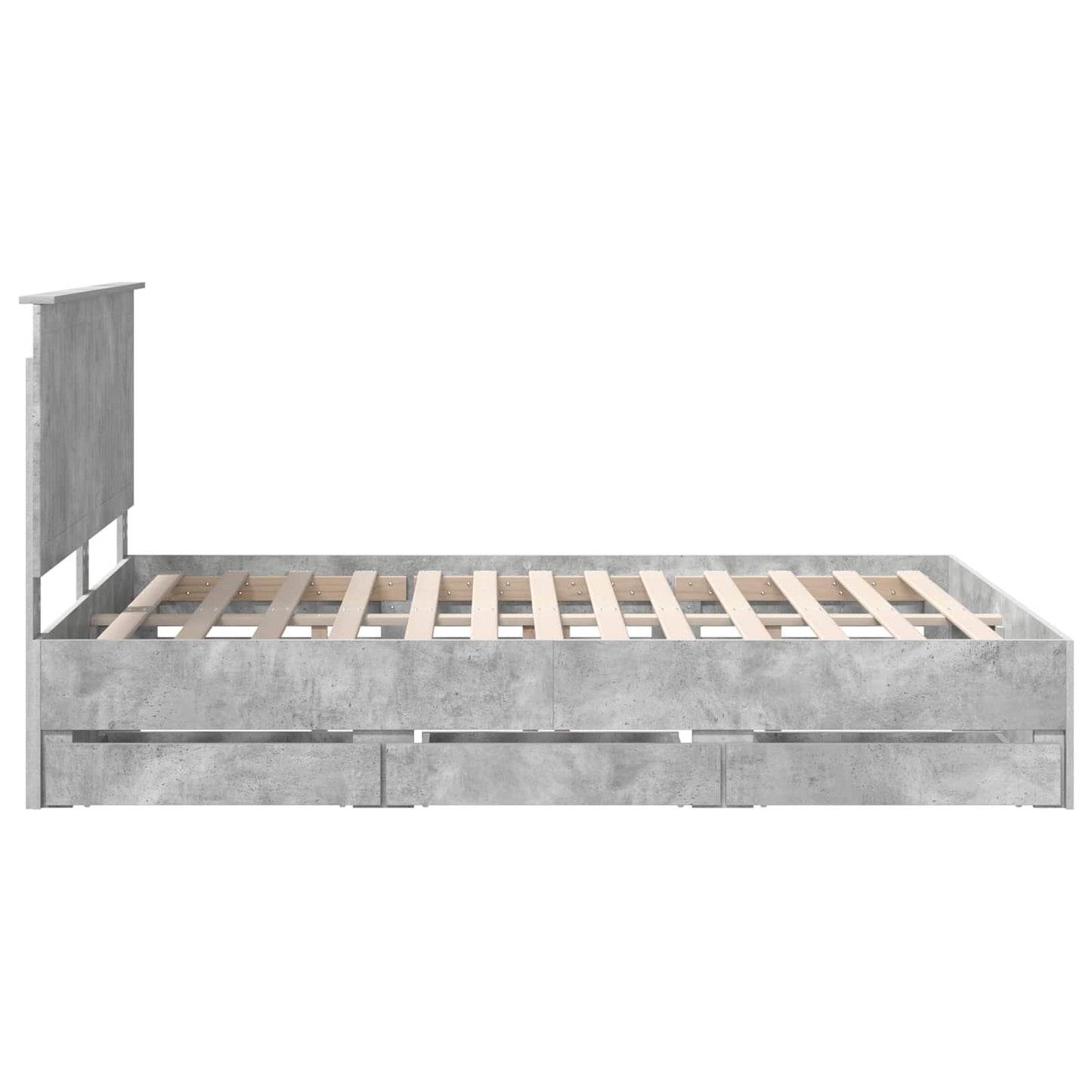 vidaXL Σκελετός Κρεβατιού Σκυρόδεμα Γκρι 150 x 200 cm Μηχανήματος Ξύλο