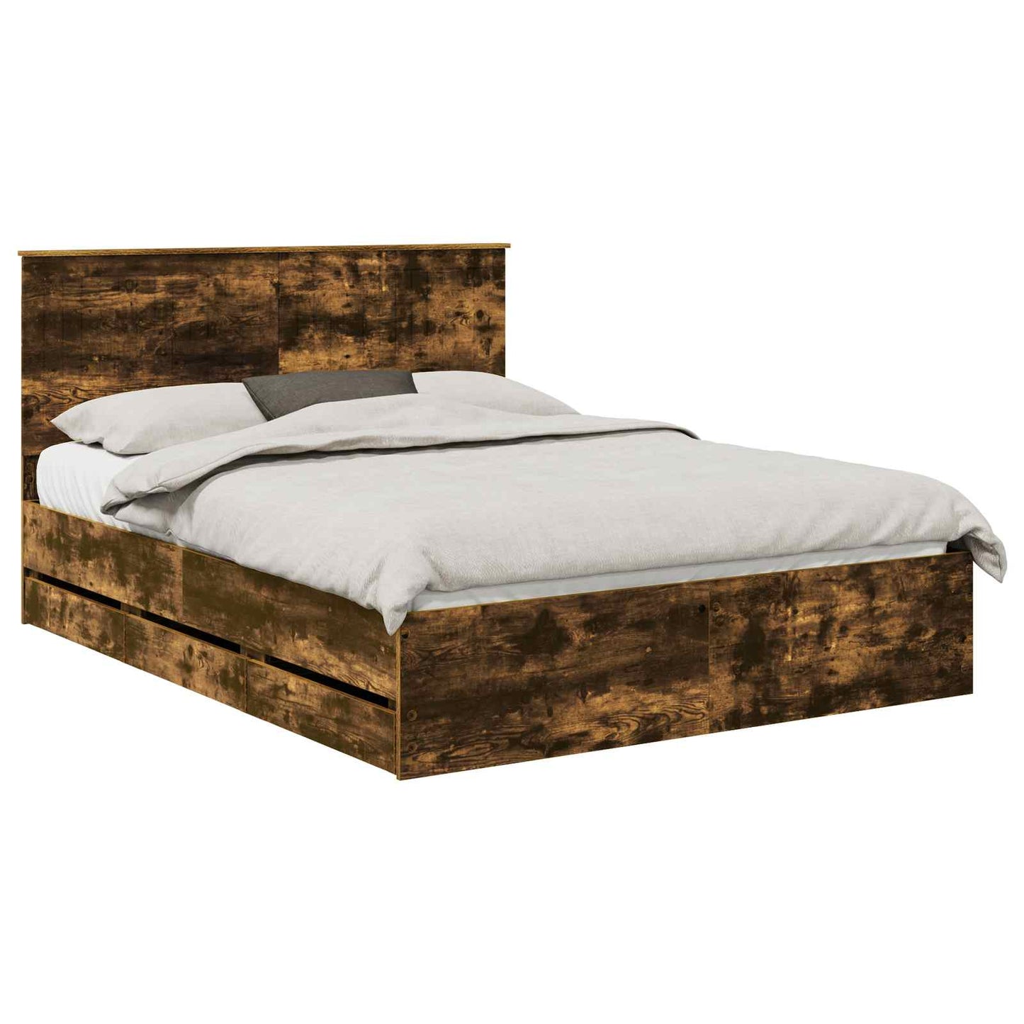 vidaXL Σκελετός Κρεβατιού Καπνιστό Δρύς 150 x 200 cm Μηχανήματος Ξύλο