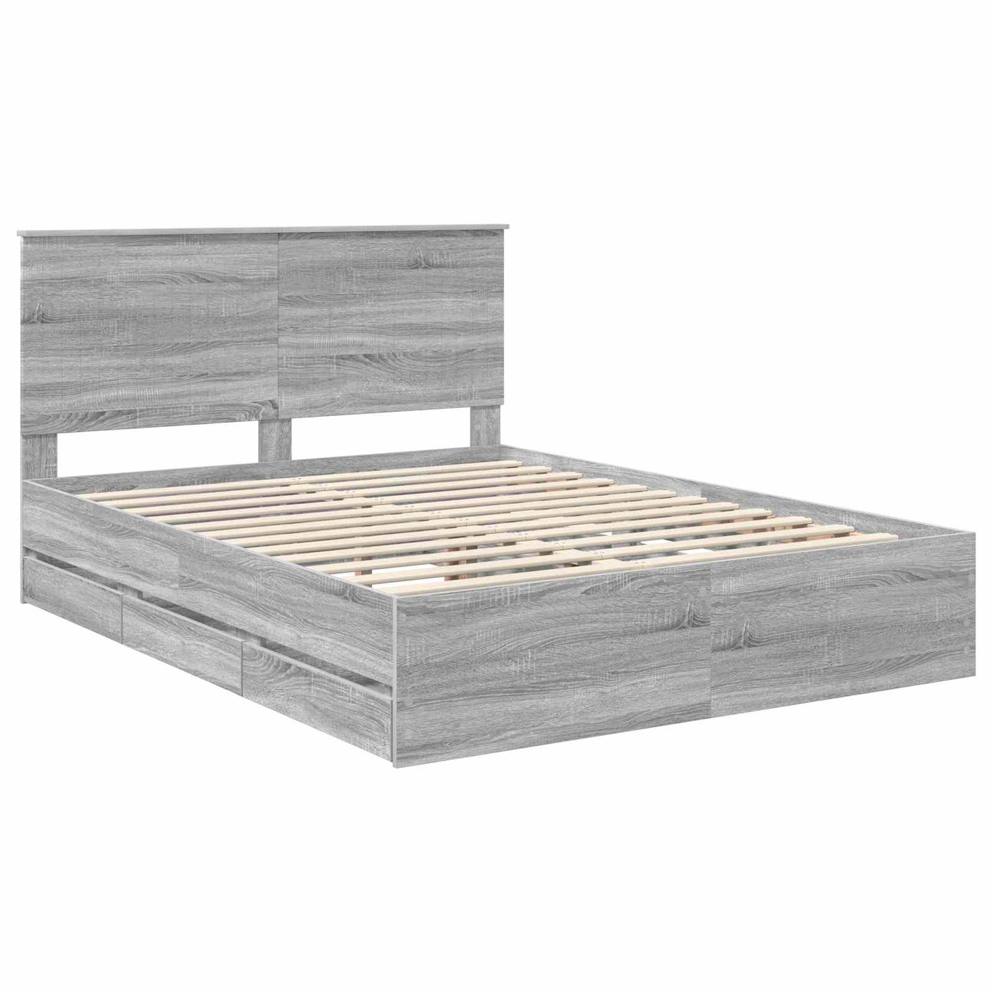 vidaXL Σκελετός Κρεβατιού Γκρίζο Σονομα 150 x 200 cm Μηχανήματος Ξύλο