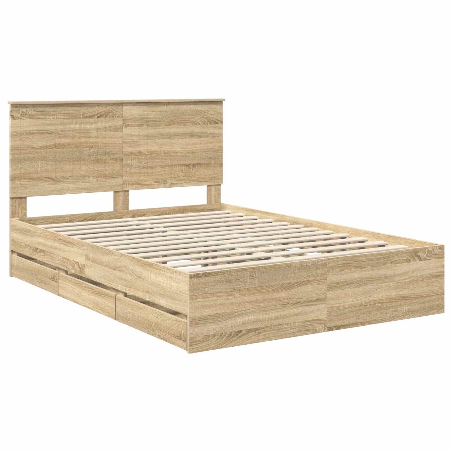 vidaXL Σκελετός Κρεβατιού Δρύς Sonoma 140 x 200 cm Μηχανήματος Ξύλο