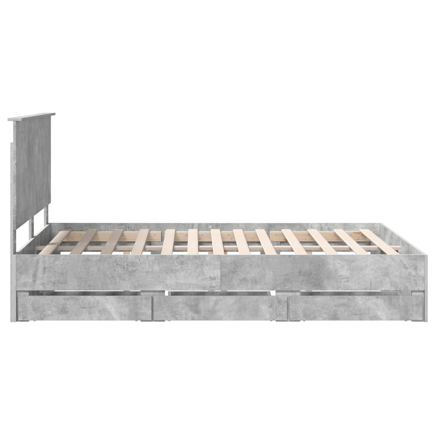 vidaXL Σκελετός Κρεβατιού Σκυρόδεμα Γκρι 140 x 190 cm Μηχανήματος Ξύλο