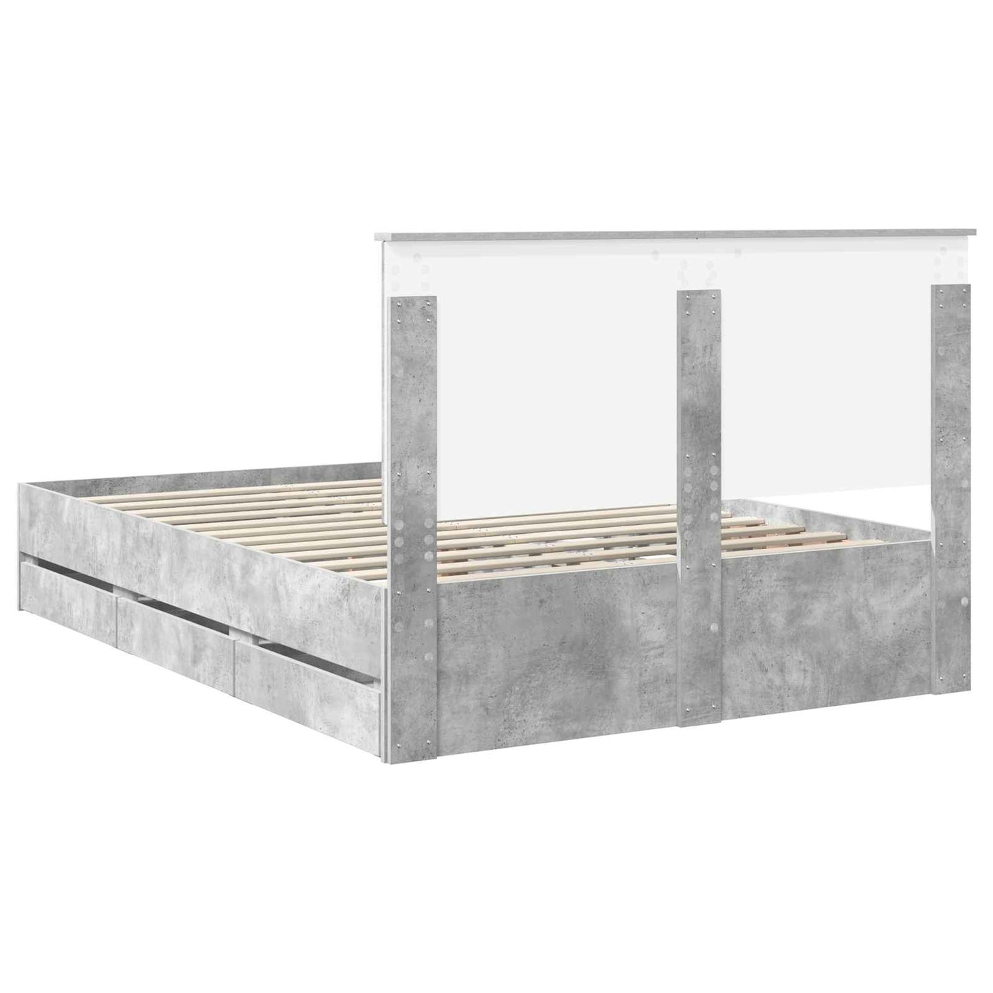 vidaXL Σκελετός Κρεβατιού Σκυρόδεμα Γκρι 135 x 190 cm Μηχανήματος Ξύλο
