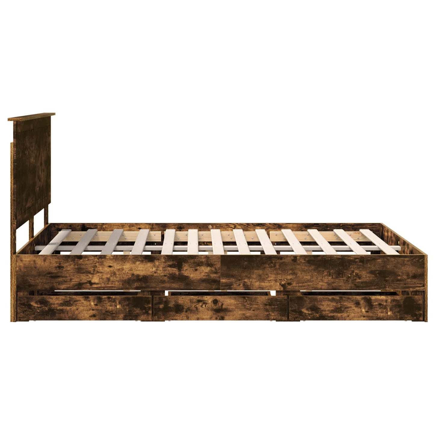 vidaXL Σκελετός Κρεβατιού Καπνιστό Δρύς 135 x 190 cm Μηχανήματος Ξύλο