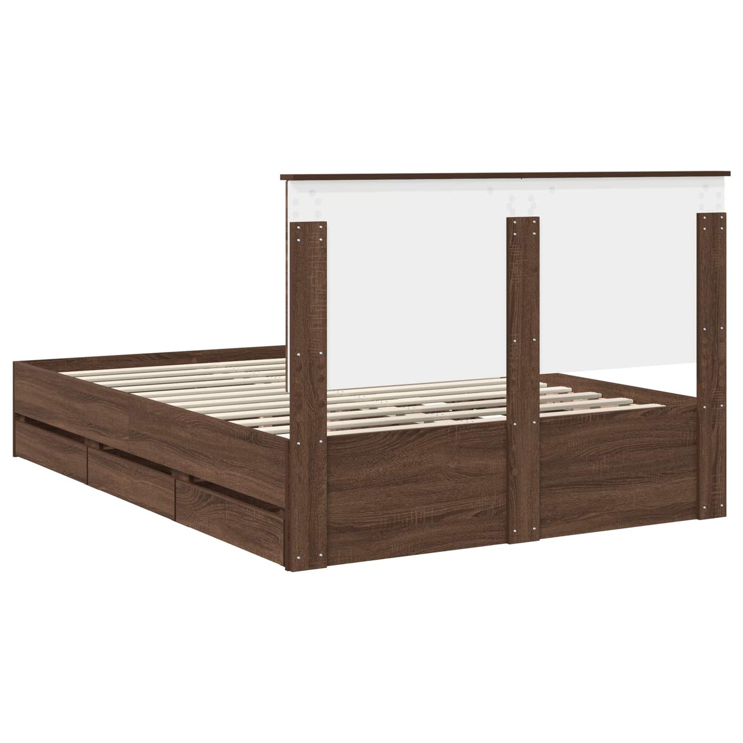 vidaXL Σκελετός Κρεβατιού Καφέ δρυς 135 x 190 cm Μηχανήματος Ξύλο