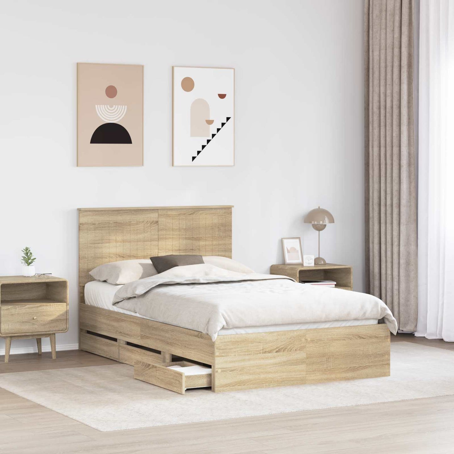 vidaXL Σκελετός Κρεβατιού Δρύς Sonoma 120 x 200 cm Μηχανήματος Ξύλο