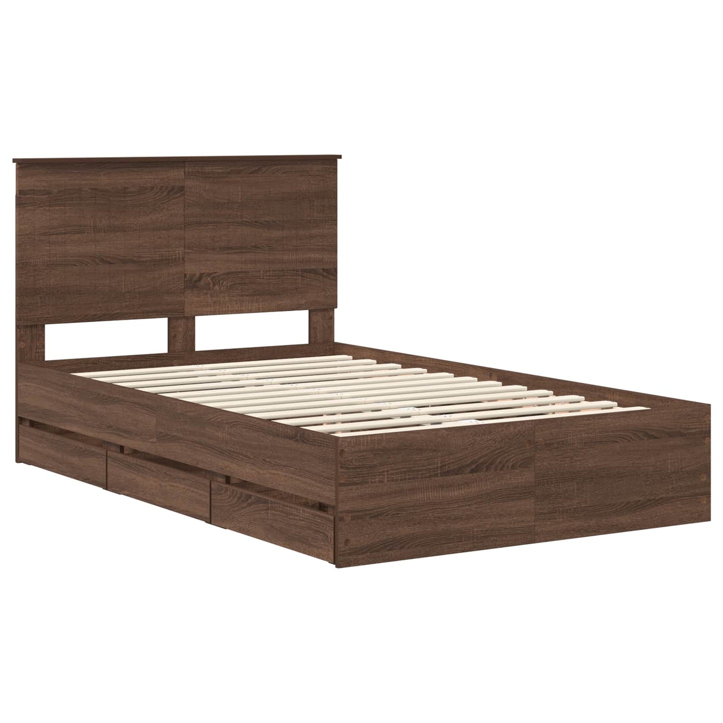 vidaXL Σκελετός Κρεβατιού Καφέ δρυς 120 x 190 cm Μηχανήματος Ξύλο