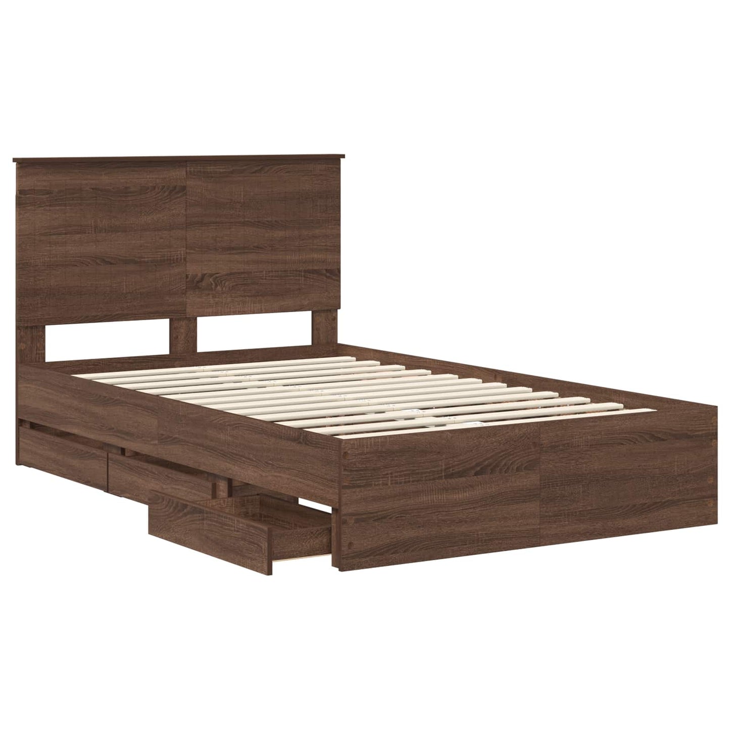 vidaXL Σκελετός Κρεβατιού Καφέ δρυς 120 x 190 cm Μηχανήματος Ξύλο