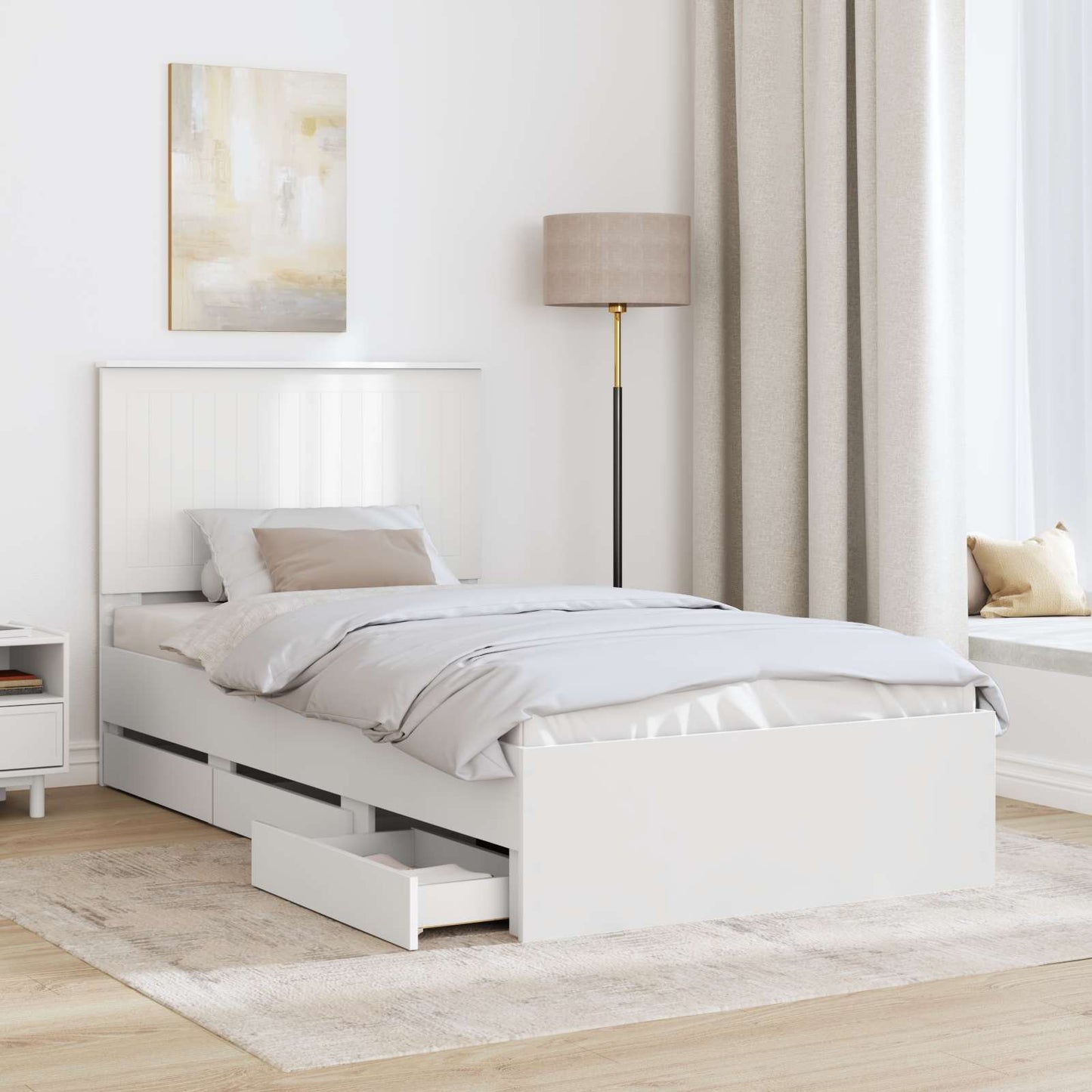 vidaXL Σκελετός Κρεβατιού Λευκό 100 x 200 cm Μηχανήματος Ξύλο