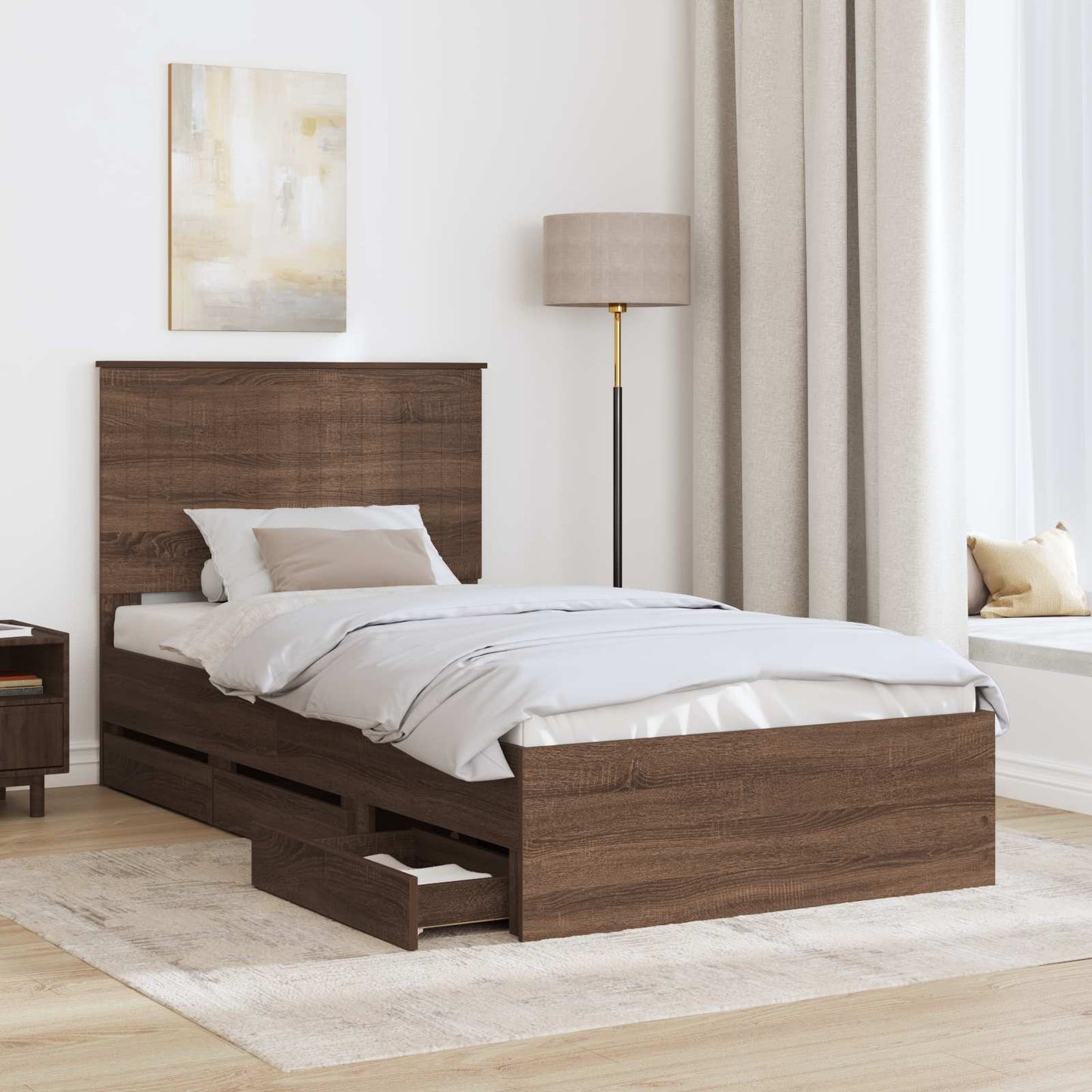 vidaXL Σκελετός Κρεβατιού Καφέ δρυς 100 x 200 cm Μηχανήματος Ξύλο