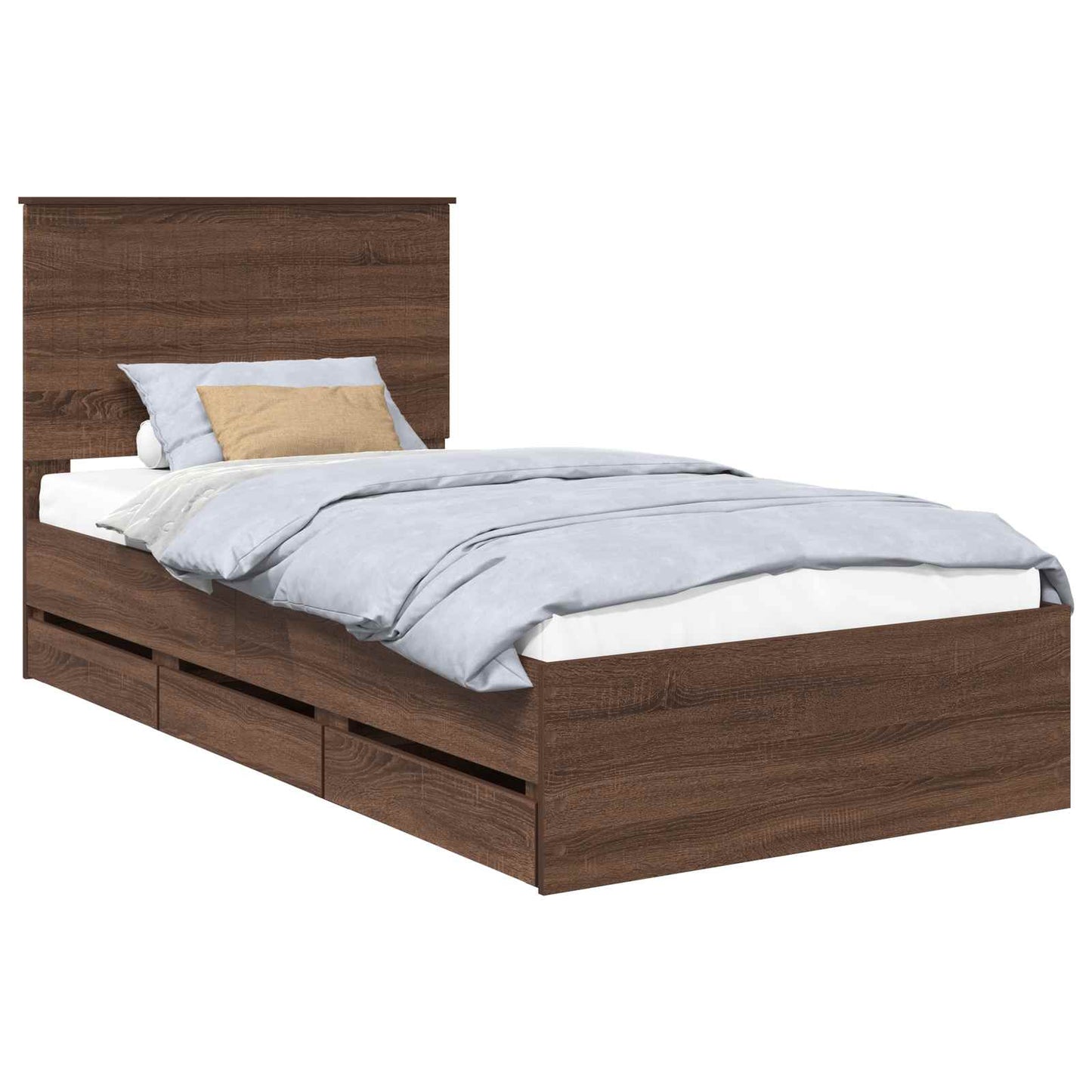 vidaXL Σκελετός Κρεβατιού Καφέ δρυς 100 x 200 cm Μηχανήματος Ξύλο