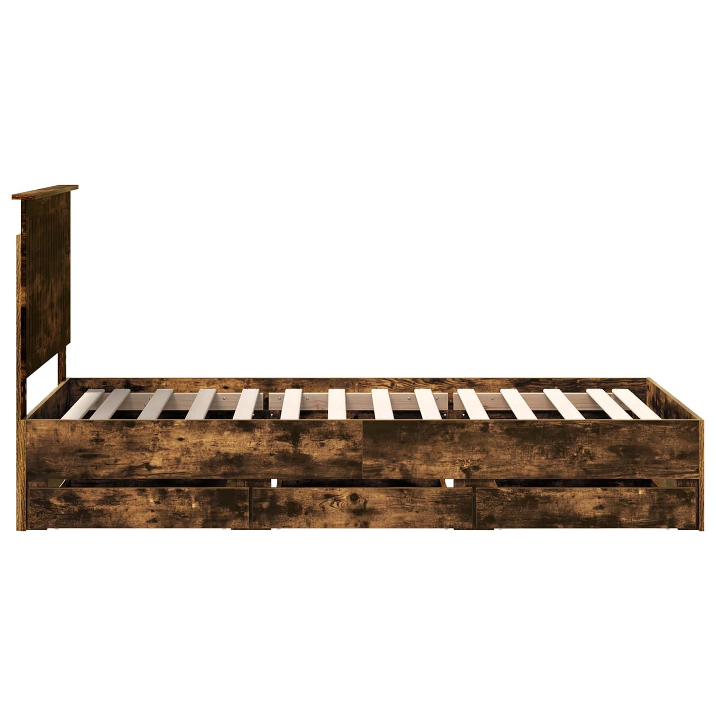 vidaXL Σκελετός Κρεβατιού Καπνιστό Δρύς 90 x 200 cm Μηχανήματος Ξύλο