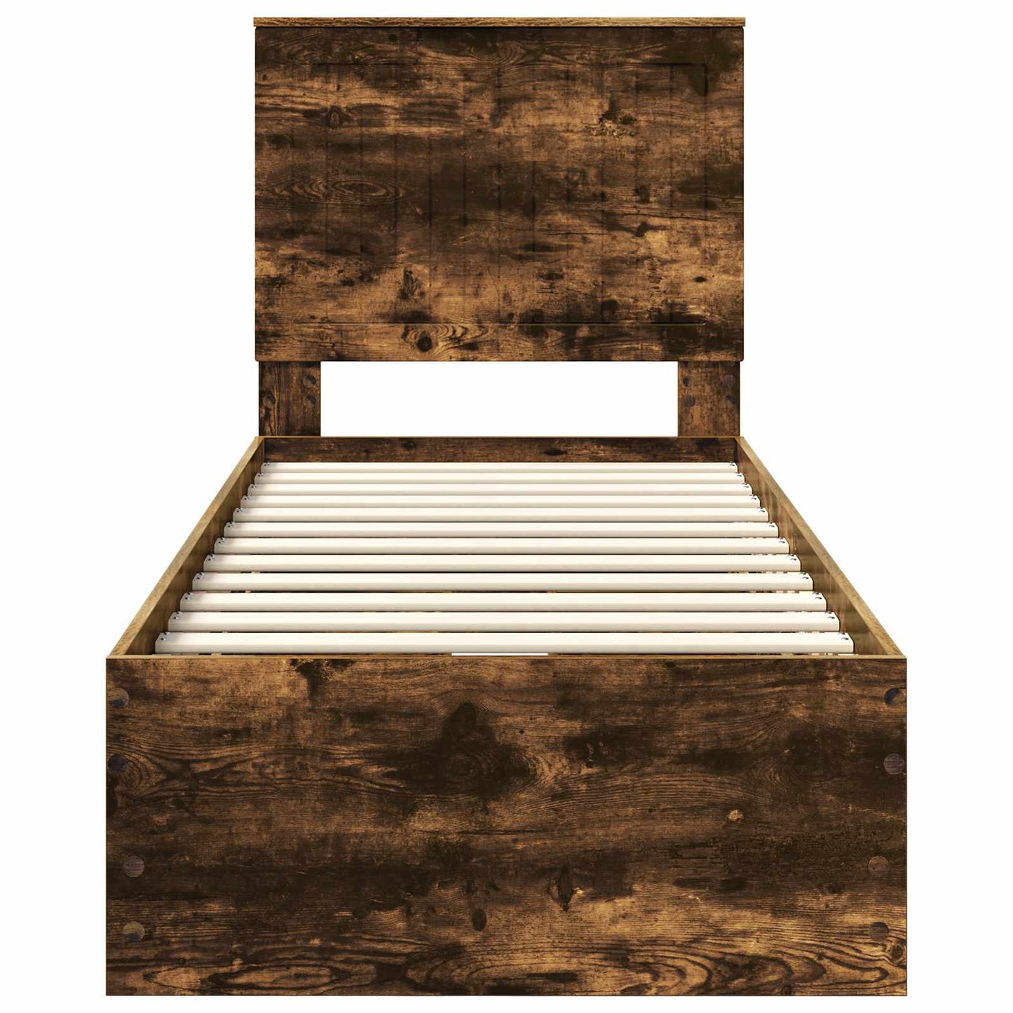 vidaXL Σκελετός Κρεβατιού Καπνιστό Δρύς 75 x 190 cm Μηχανήματος Ξύλο