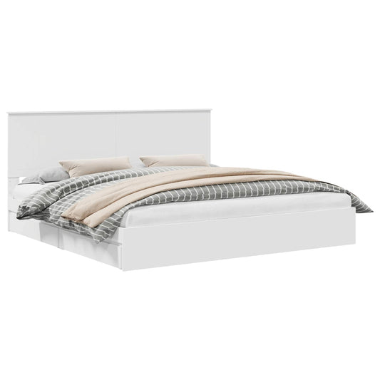 vidaXL Κρεβάτι Αποθήκης Λευκό 200 x 200 cm Επεξεργασμένο ξύλο