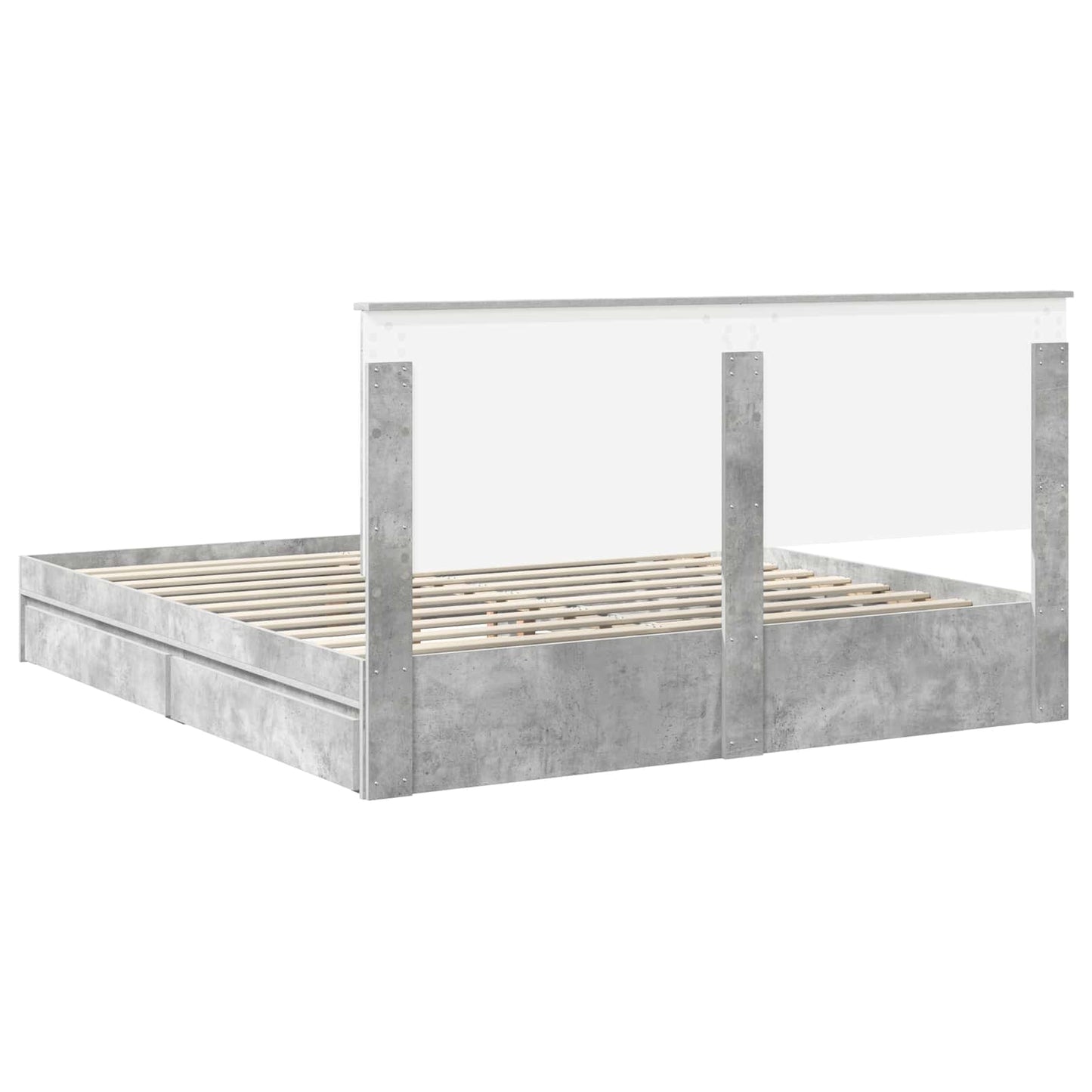 vidaXL Κρεβάτι Αποθήκης Σκυρόδεμα Γκρι 180 x 200 cm Επεξεργασμένο ξύλο