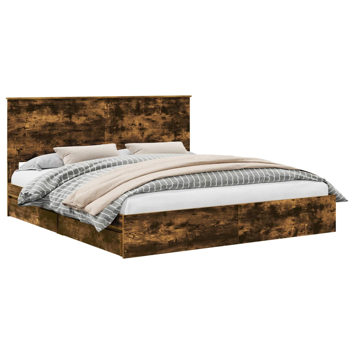 vidaXL Κρεβάτι Αποθήκης Καπνιστό Δρύς 180 x 200 cm Επεξεργασμένο ξύλο