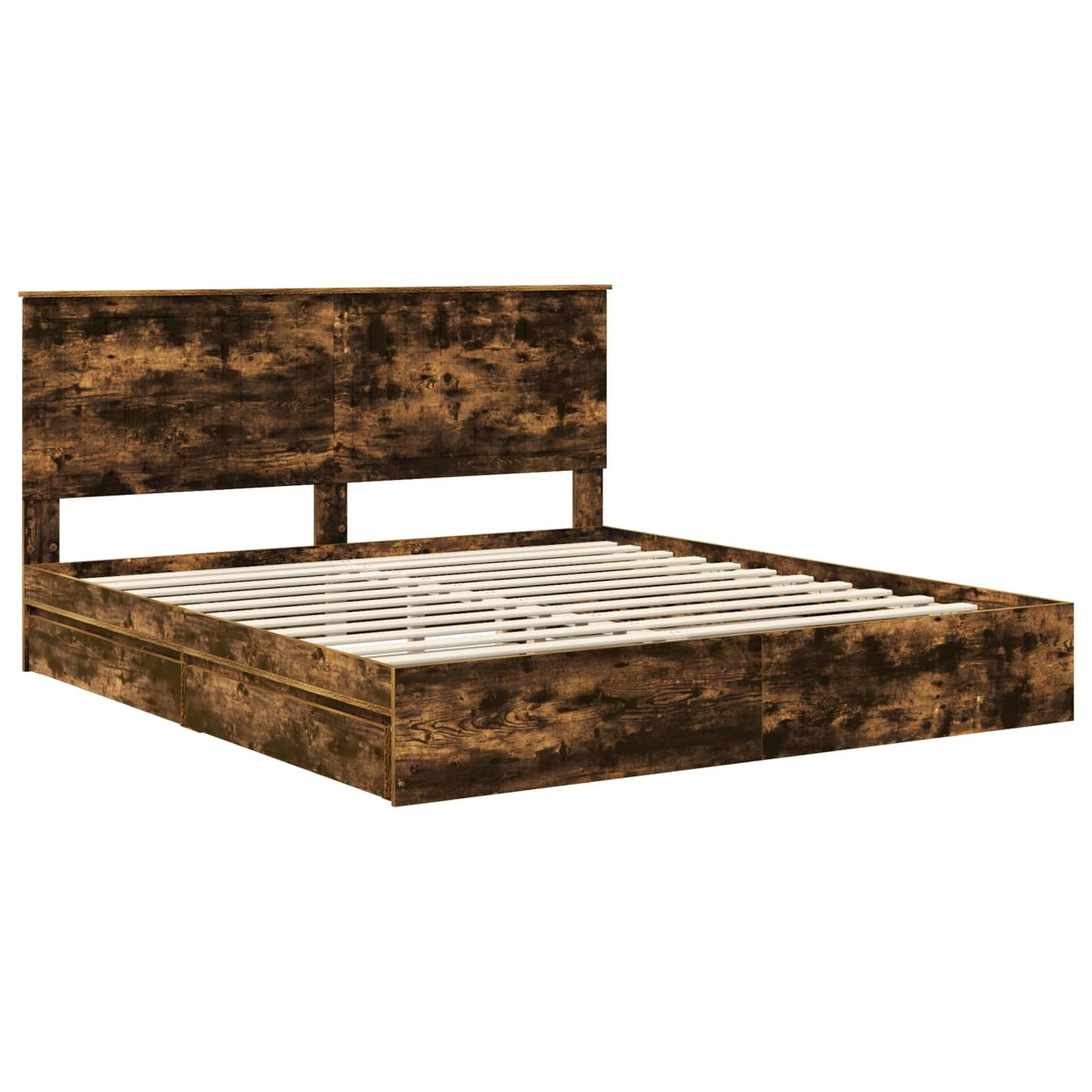 vidaXL Κρεβάτι Αποθήκης Καπνιστό Δρύς 180 x 200 cm Επεξεργασμένο ξύλο
