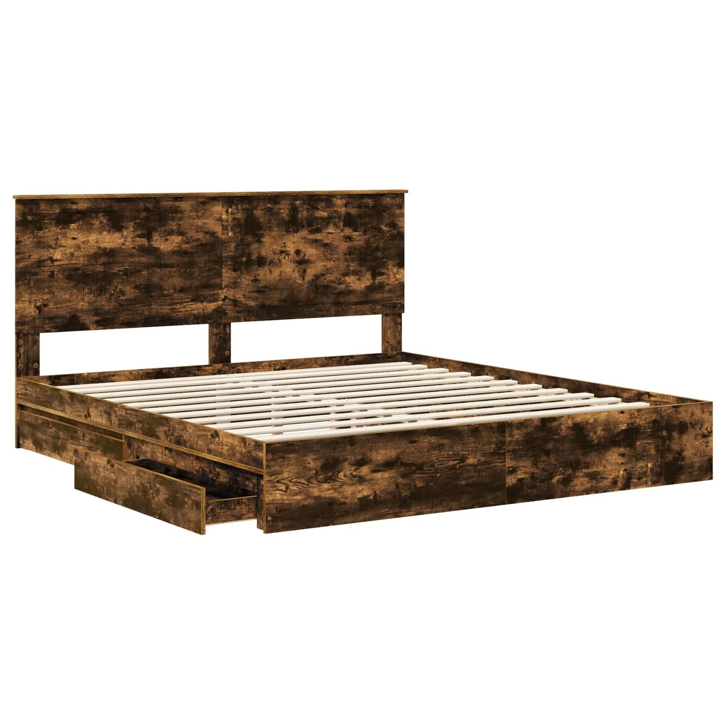 vidaXL Κρεβάτι Αποθήκης Καπνιστό Δρύς 180 x 200 cm Επεξεργασμένο ξύλο