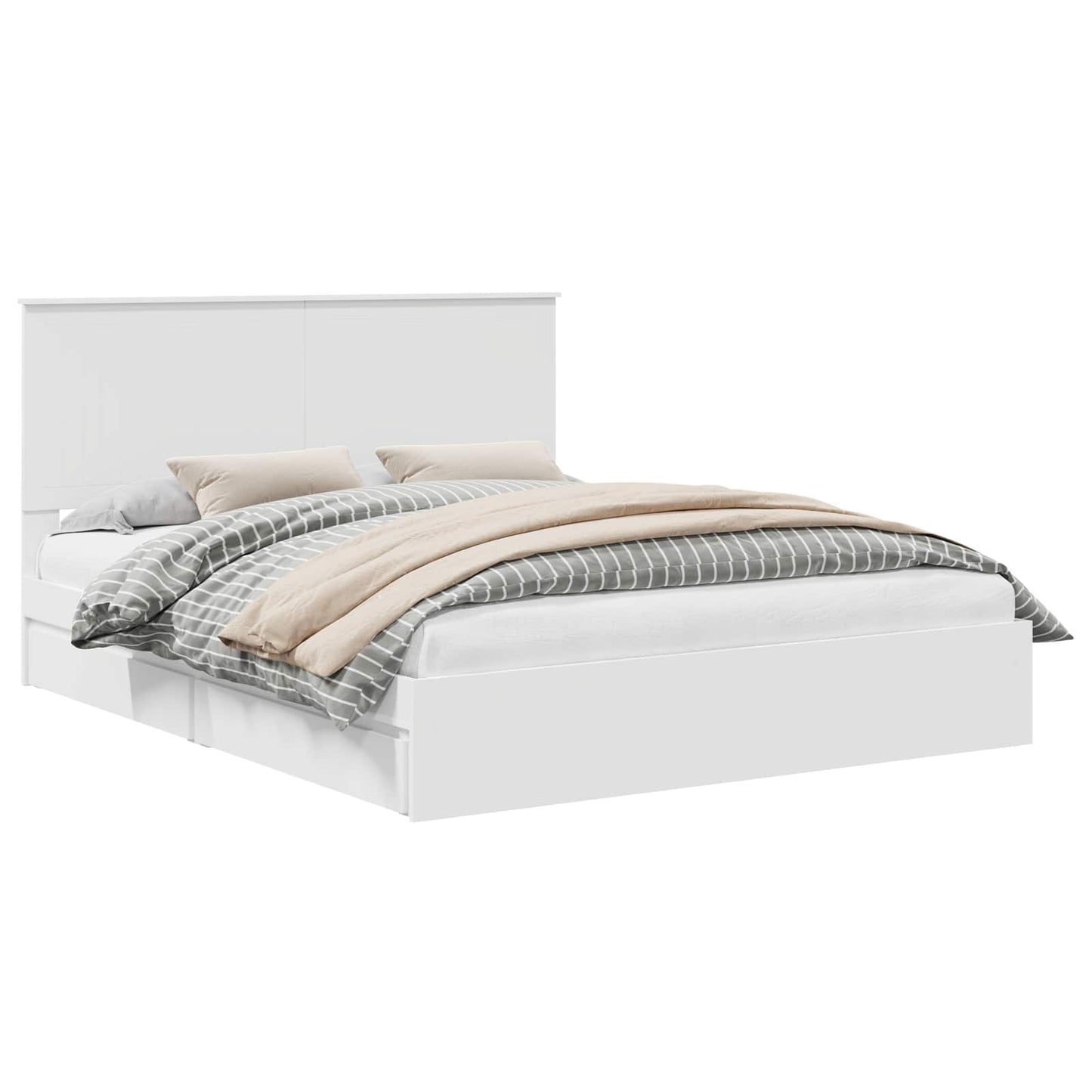 vidaXL Κρεβάτι Αποθήκης Λευκό 160 x 200 cm Επεξεργασμένο ξύλο