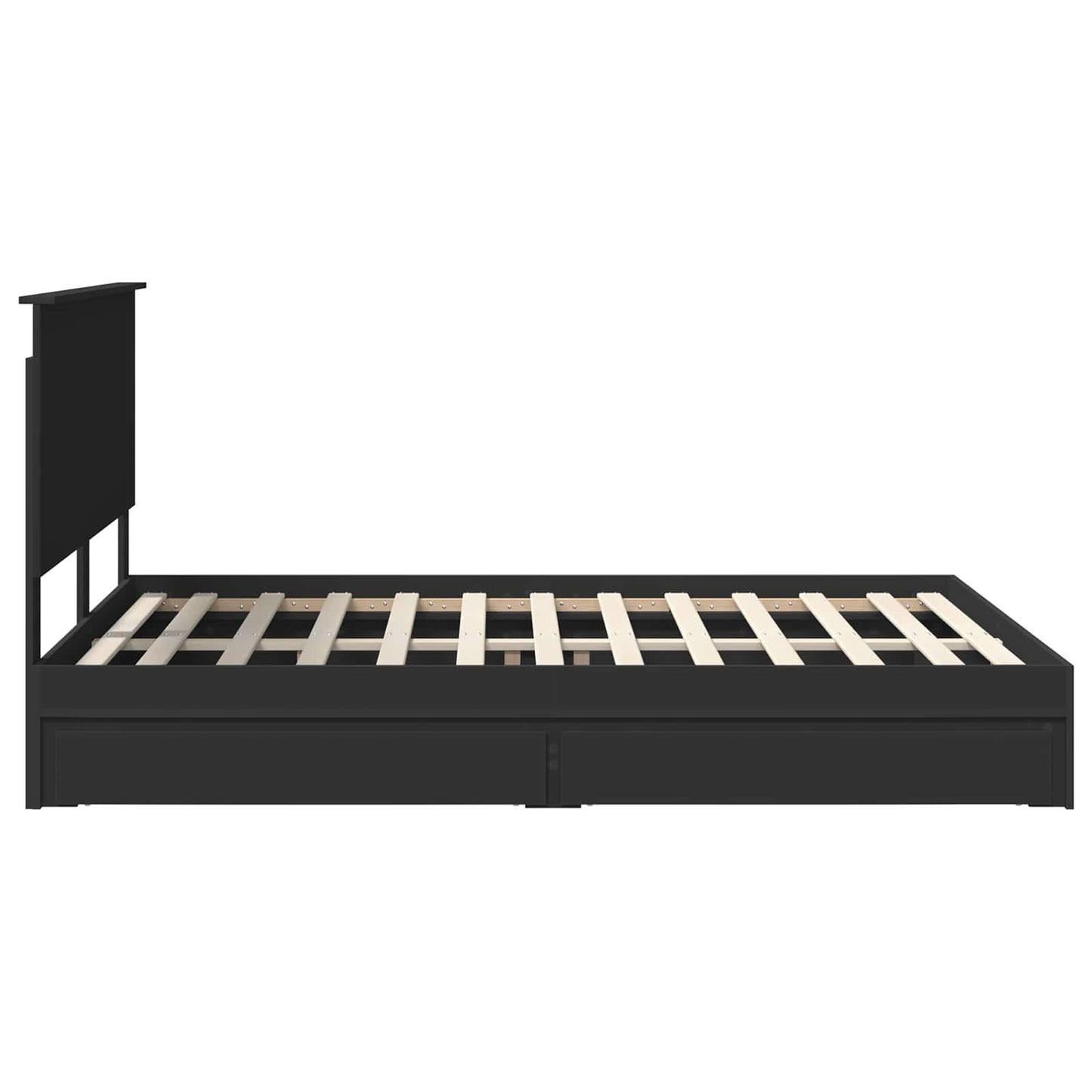 vidaXL Κρεβάτι Αποθήκης Μαύρο 150 x 200 cm Επεξεργασμένο ξύλο