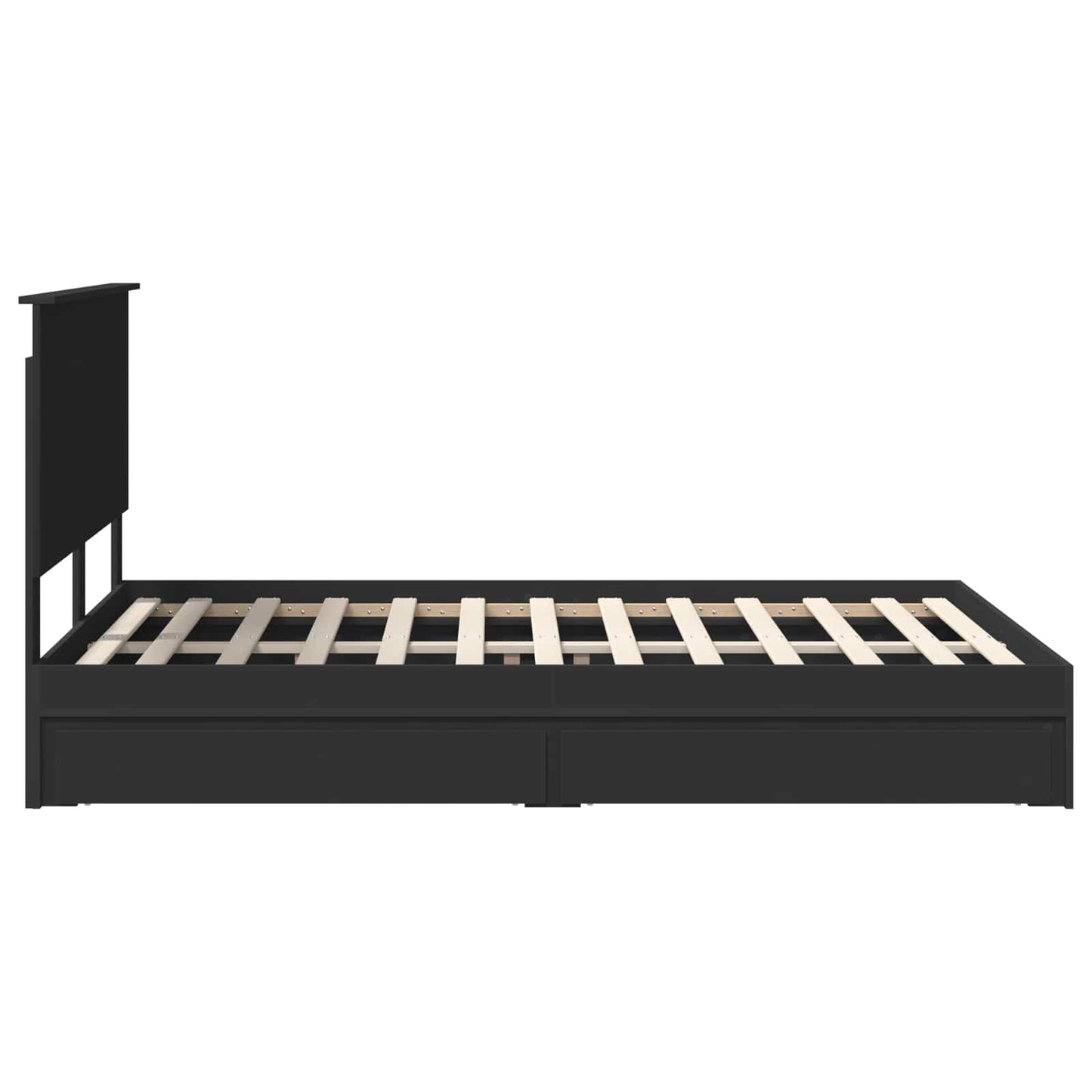 vidaXL Κρεβάτι Αποθήκης Μαύρο 140 x 190 cm Επεξεργασμένο ξύλο