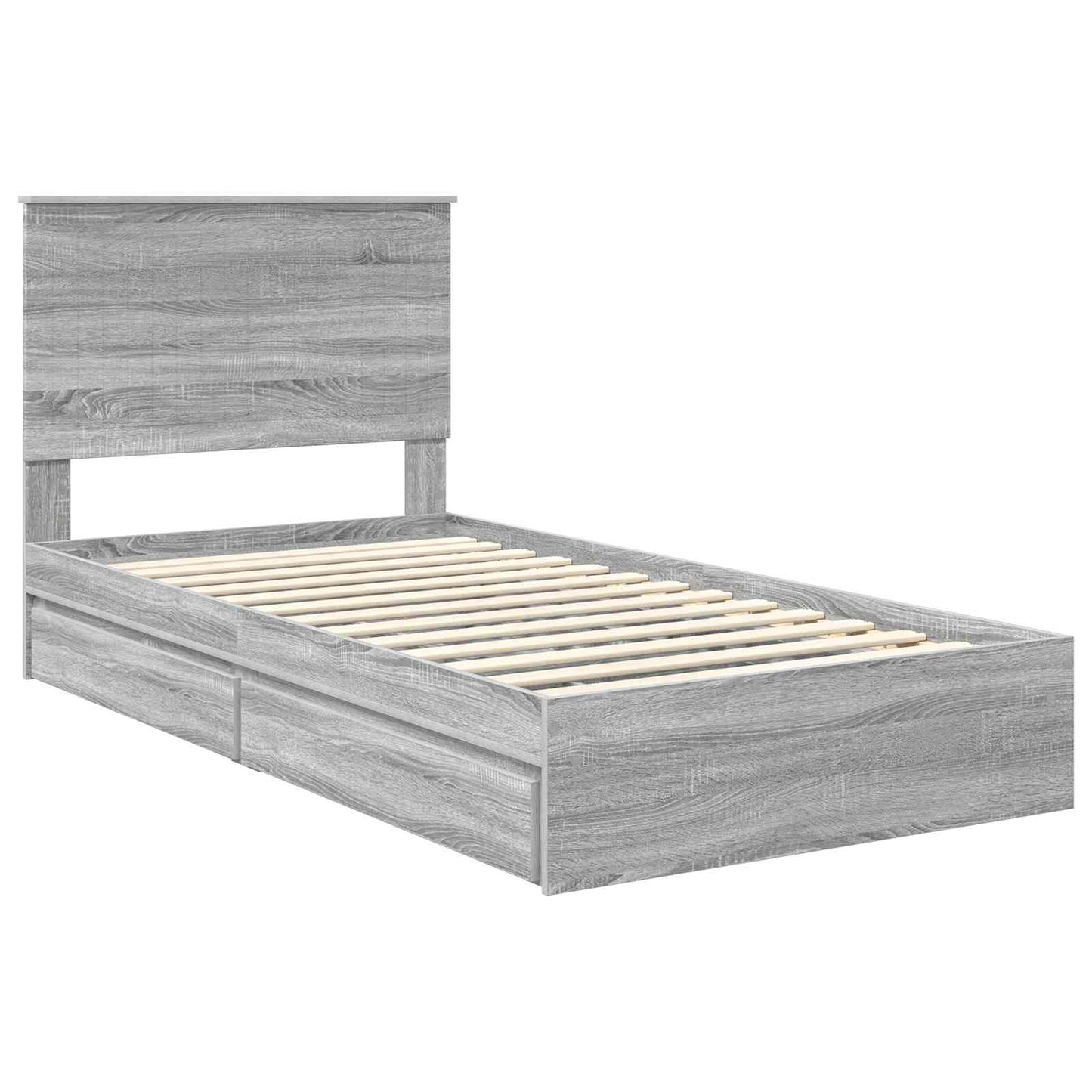 vidaXL Κρεβάτι Αποθήκης Γκρίζο Σονομα 100 x 200 cm Επεξεργασμένο ξύλο