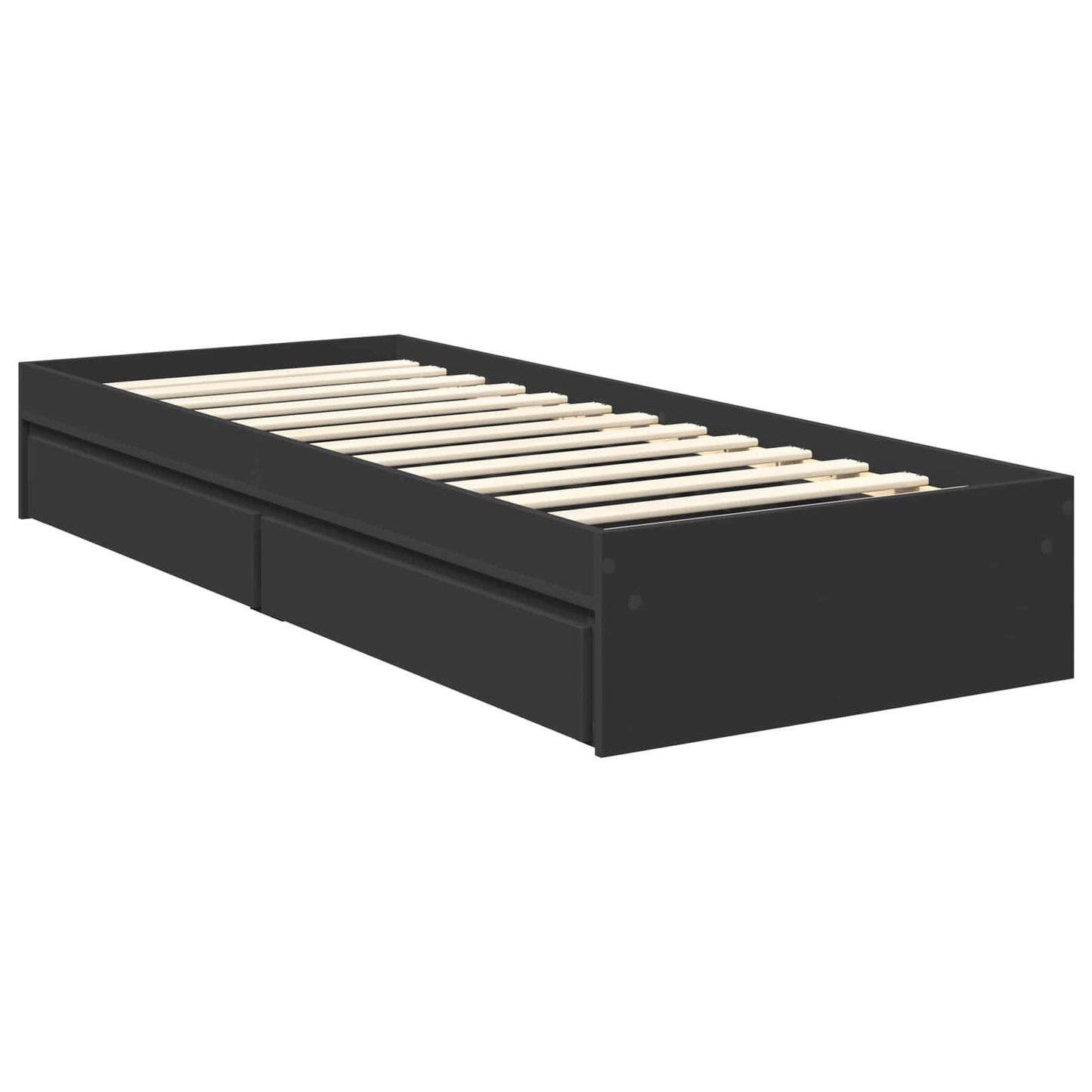 vidaXL Κρεβάτι Αποθήκης Μαύρο 75 x 190 cm Επεξεργασμένο ξύλο