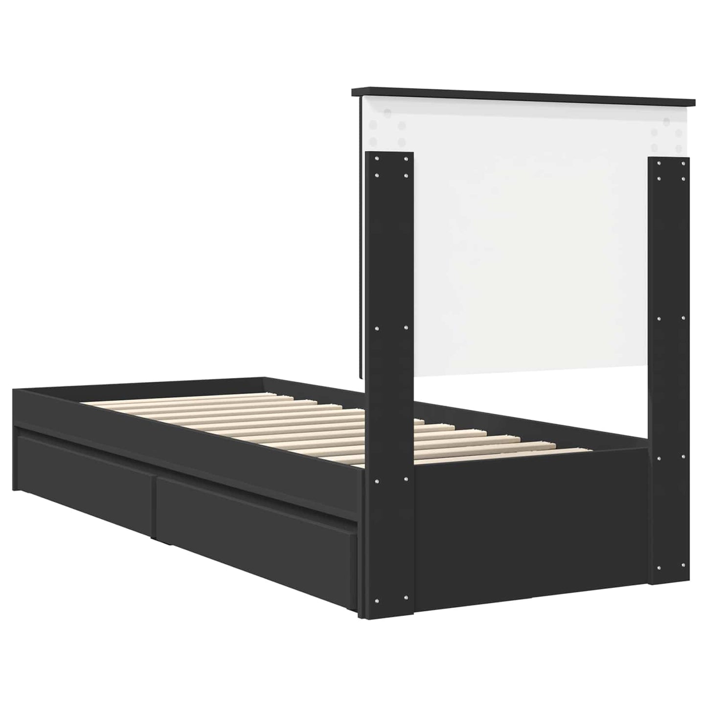 vidaXL Κρεβάτι Αποθήκης Μαύρο 75 x 190 cm Επεξεργασμένο ξύλο
