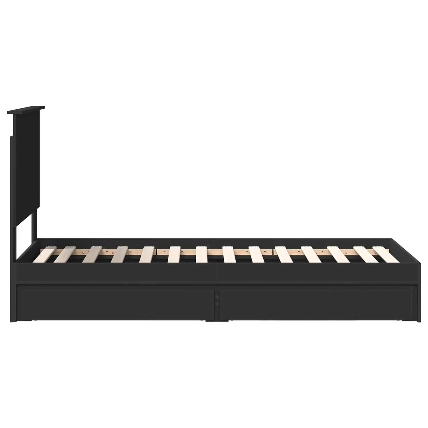 vidaXL Κρεβάτι Αποθήκης Μαύρο 75 x 190 cm Επεξεργασμένο ξύλο