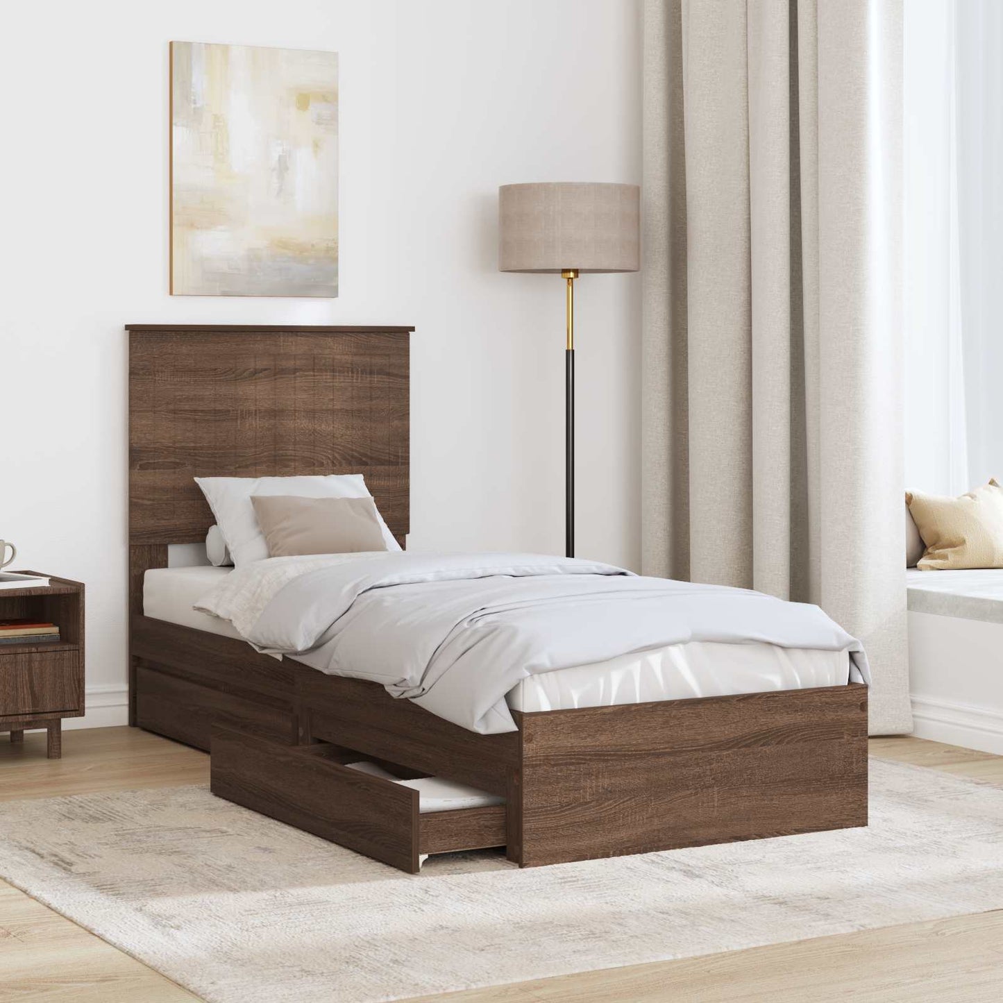 vidaXL Κρεβάτι Αποθήκης Καφέ δρυς 75 x 190 cm Επεξεργασμένο ξύλο