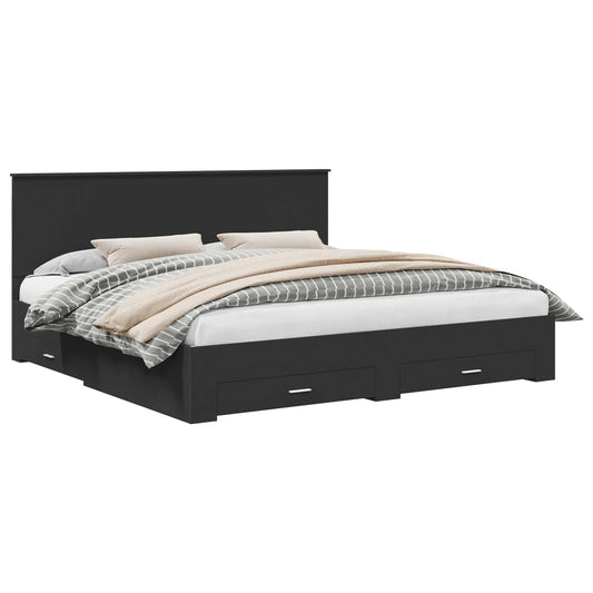 vidaXL Σκελετός Κρεβατιού με κεφαλάρι Μαύρο και Ασημί 200 x 200 cm