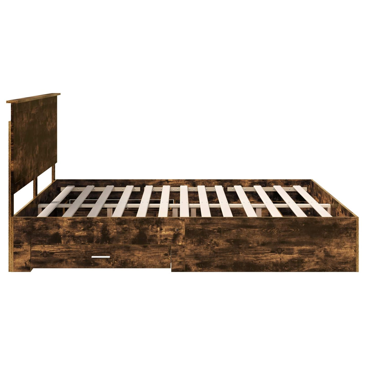 vidaXL Σκελετός Κρεβατιού με κεφαλάρι Καπνιστό Δρύς 200 x 200 cm