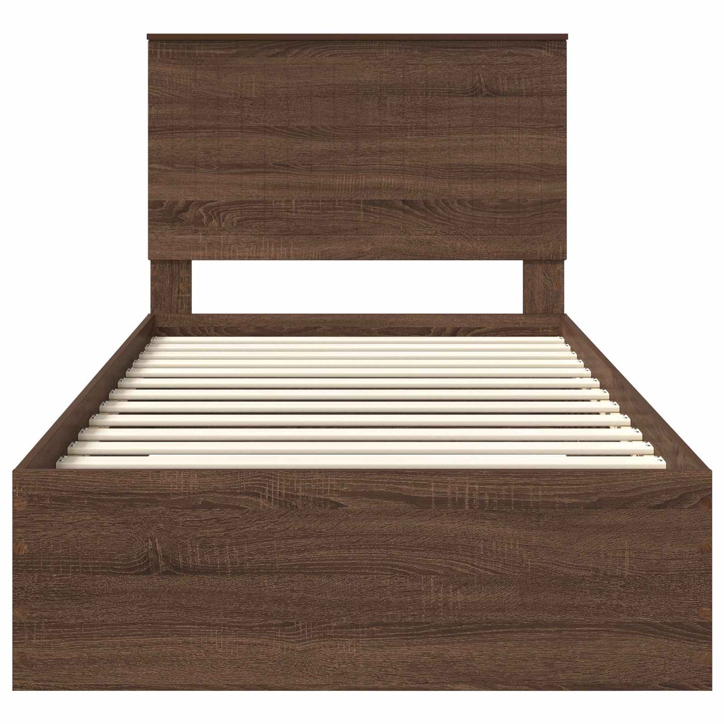 vidaXL Σκελετός Κρεβατιού Καφέ Δρύινο και Ασημί 100 x 200 cm