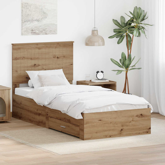 vidaXL Σκελετός Κρεβατιού Artisan Oak 90 x 190 cm Επεξεργασμένο ξύλο