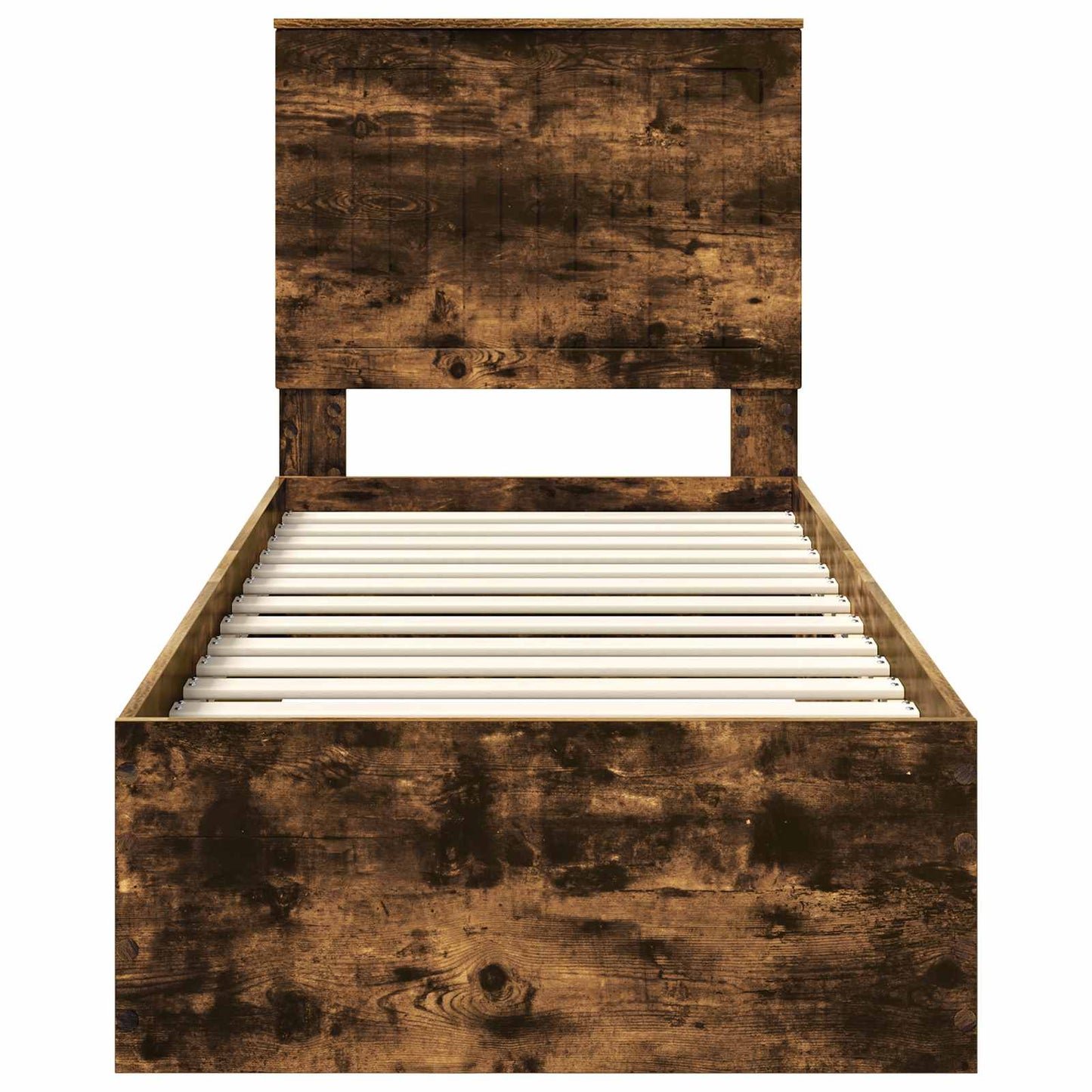 vidaXL Σκελετός Κρεβατιού Καπνιστό Δρύινο και Ασημί 75 x 190 cm