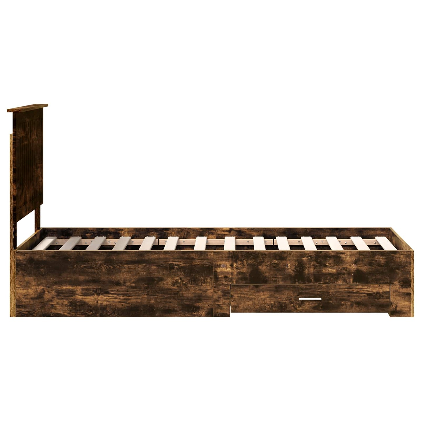 vidaXL Σκελετός Κρεβατιού Καπνιστό Δρύινο και Ασημί 75 x 190 cm