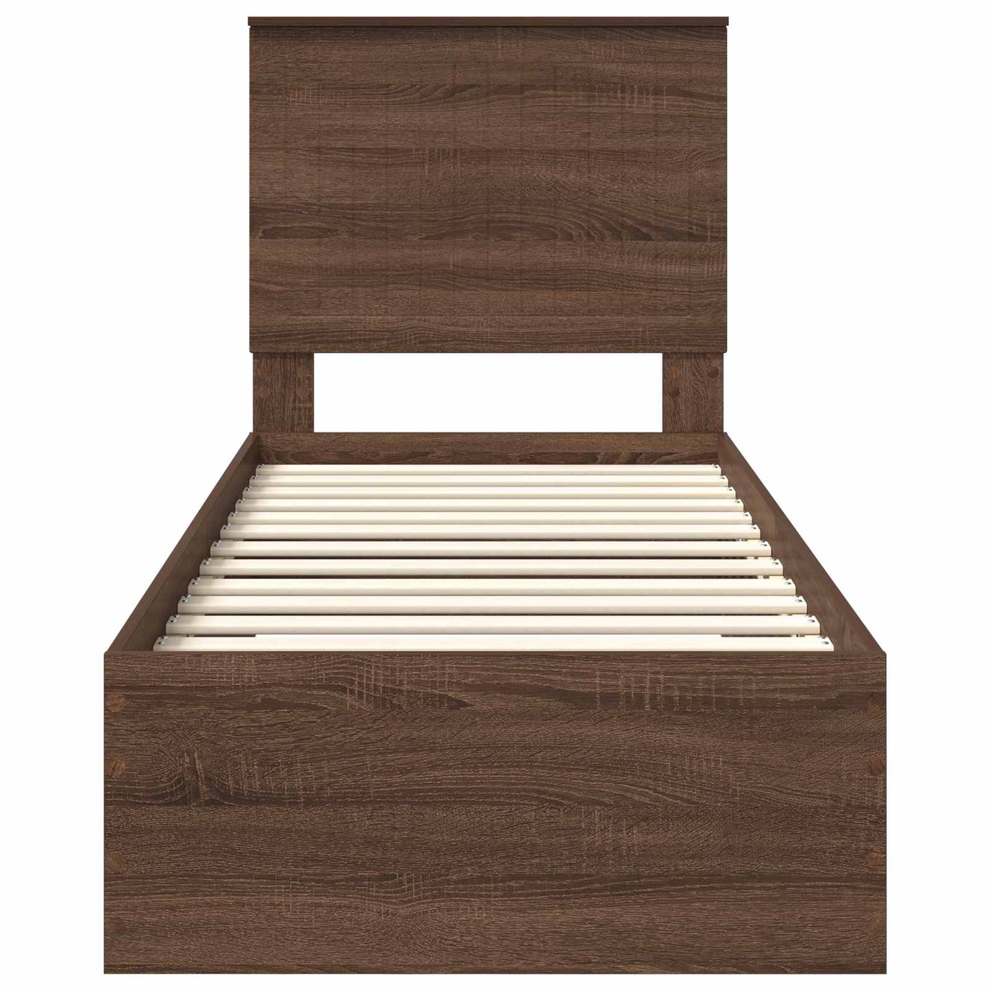 vidaXL Σκελετός Κρεβατιού με συρτάρι Καφέ Δρύινο και Ασημί 75 x 190 cm