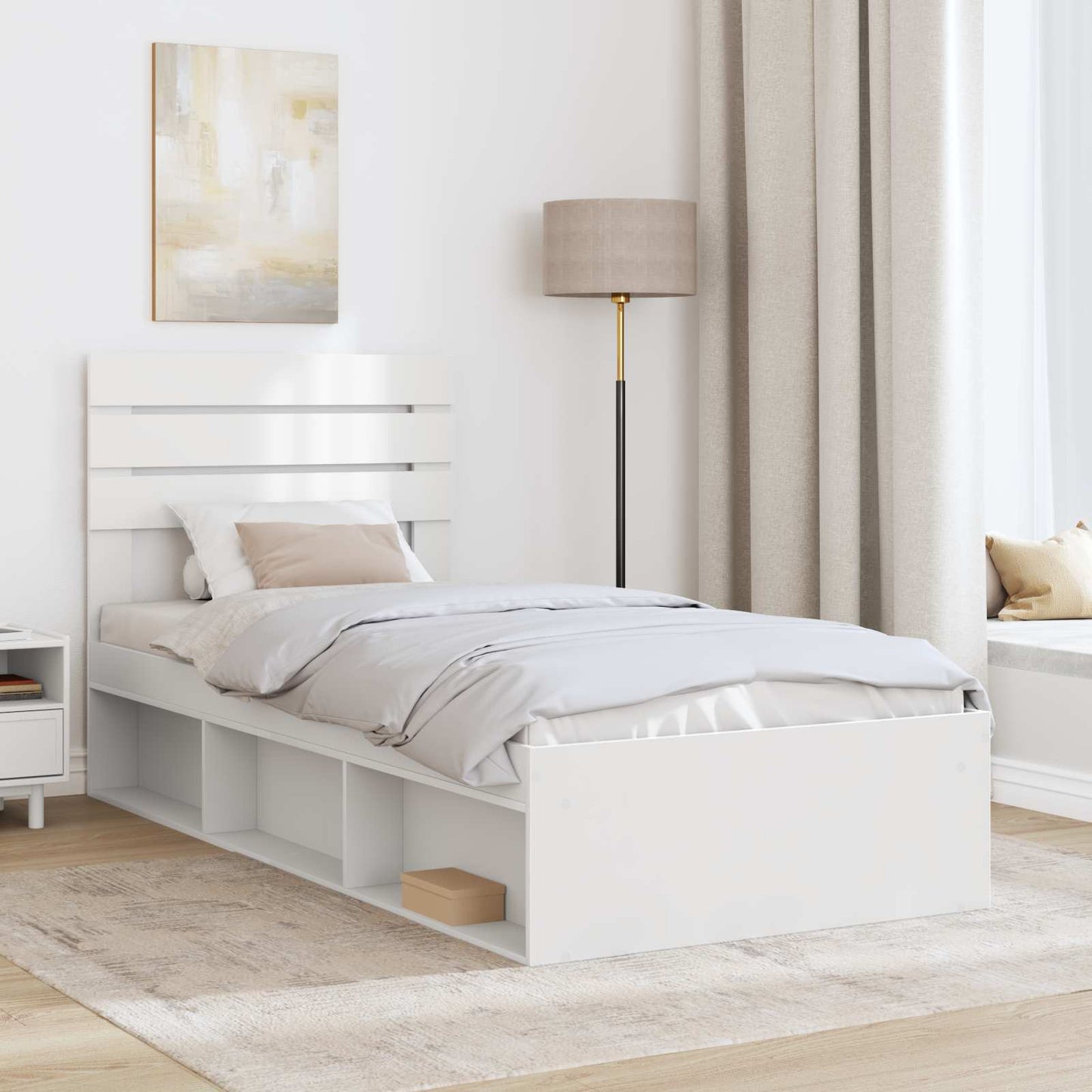 vidaXL Σκελετός Κρεβατιού Λευκό 100 x 200 cm Στερεά ξυλεία πεύκου