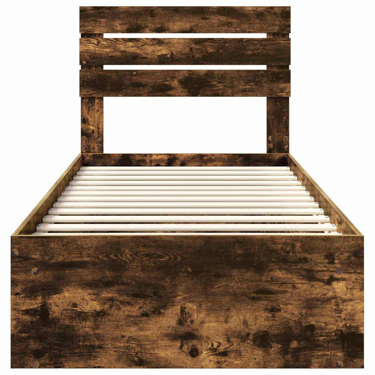 vidaXL Σκελετός Κρεβατιού με κεφαλάρι Καπνιστό Δρύς 100 x 200 cm