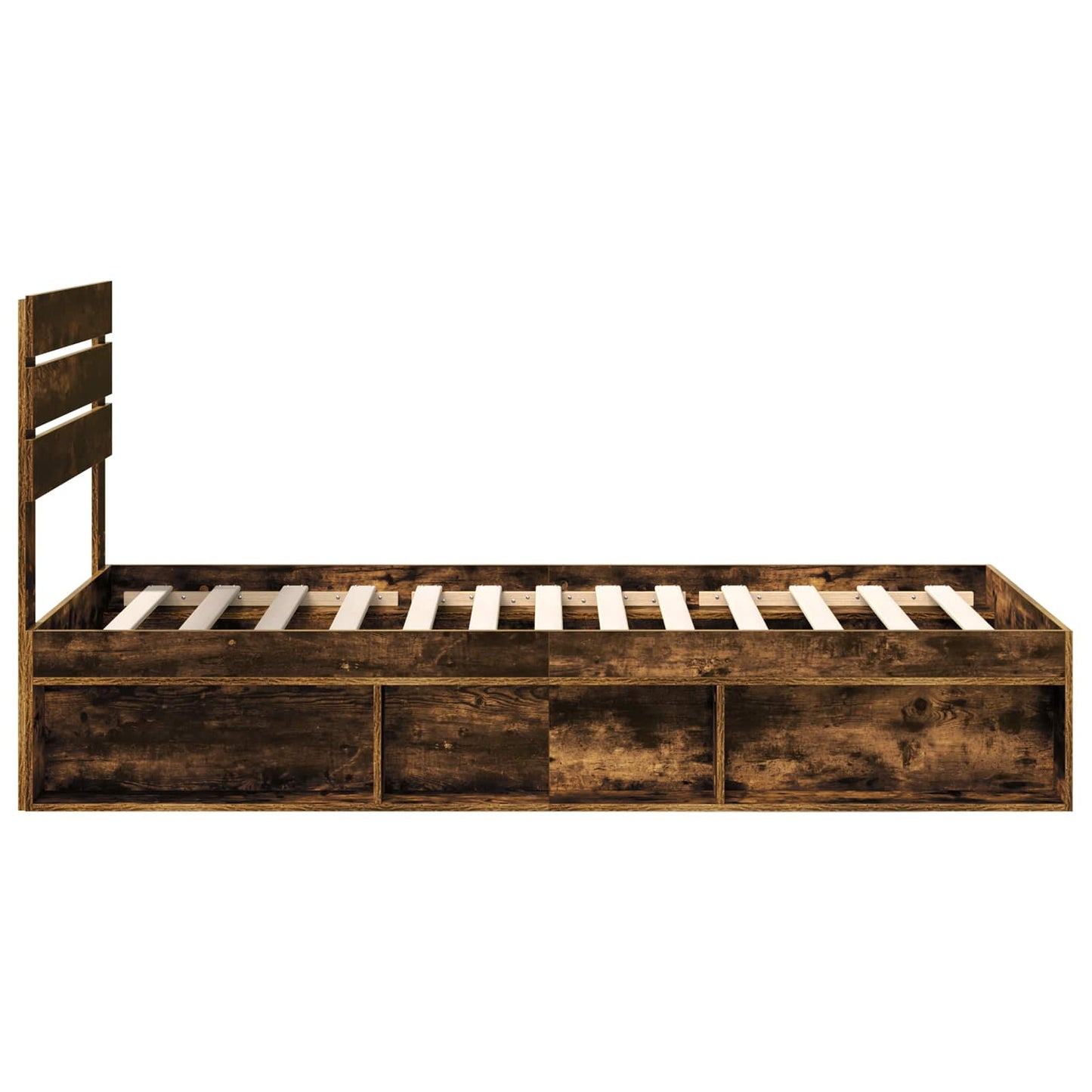 vidaXL Σκελετός Κρεβατιού με κεφαλάρι Καπνιστό Δρύς 100 x 200 cm