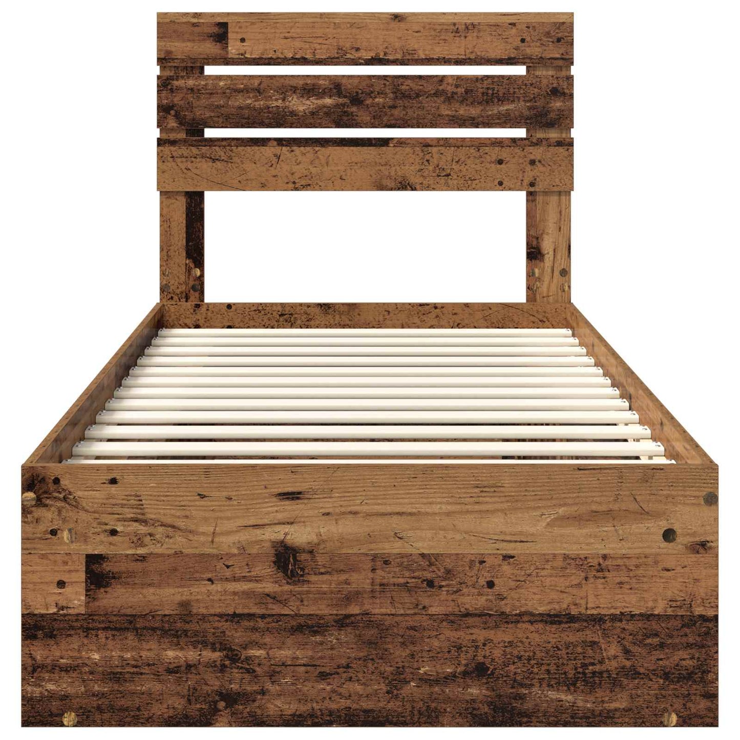 vidaXL Σκελετός Κρεβατιού Παλιό ξύλο 90 x 190 cm Στερεά ξυλεία πεύκου