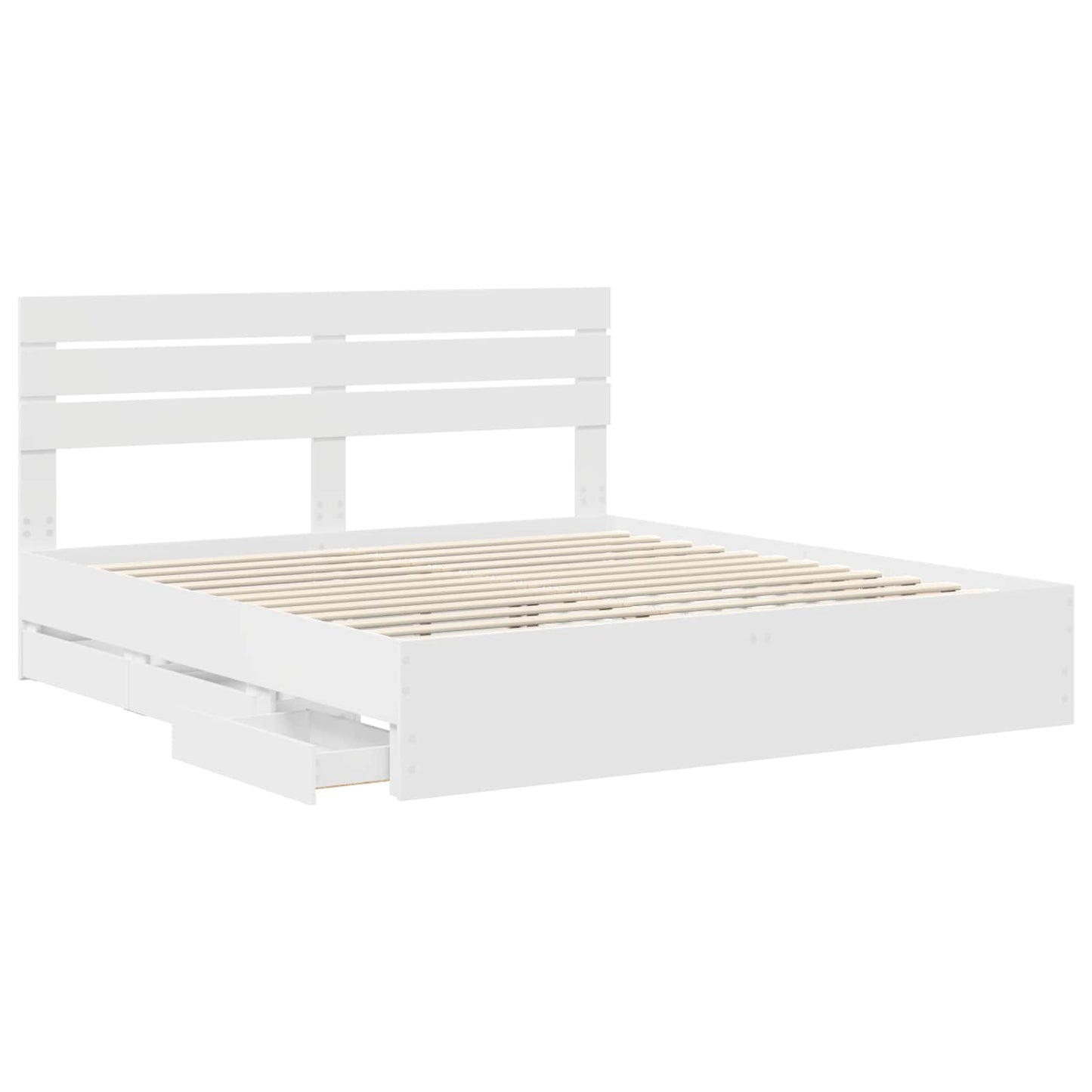 vidaXL Σκελετός Κρεβατιού Λευκό 200 x 200 cm Μηχανήματος Ξύλο