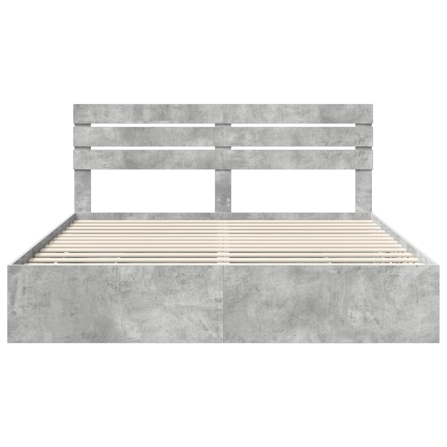 vidaXL Σκελετός Κρεβατιού Σκυρόδεμα Γκρι 200 x 200 cm Μηχανήματος Ξύλο