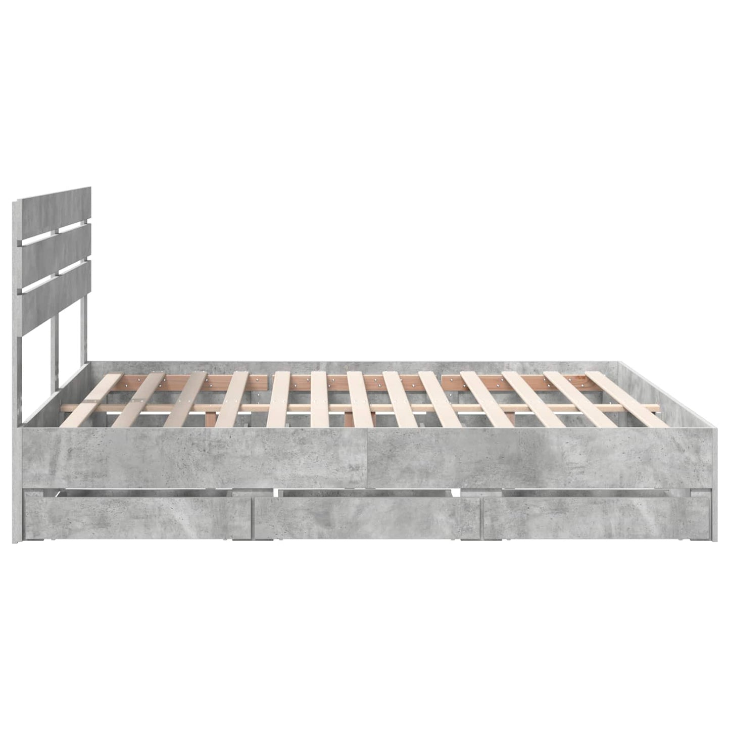 vidaXL Σκελετός Κρεβατιού Σκυρόδεμα Γκρι 200 x 200 cm Μηχανήματος Ξύλο