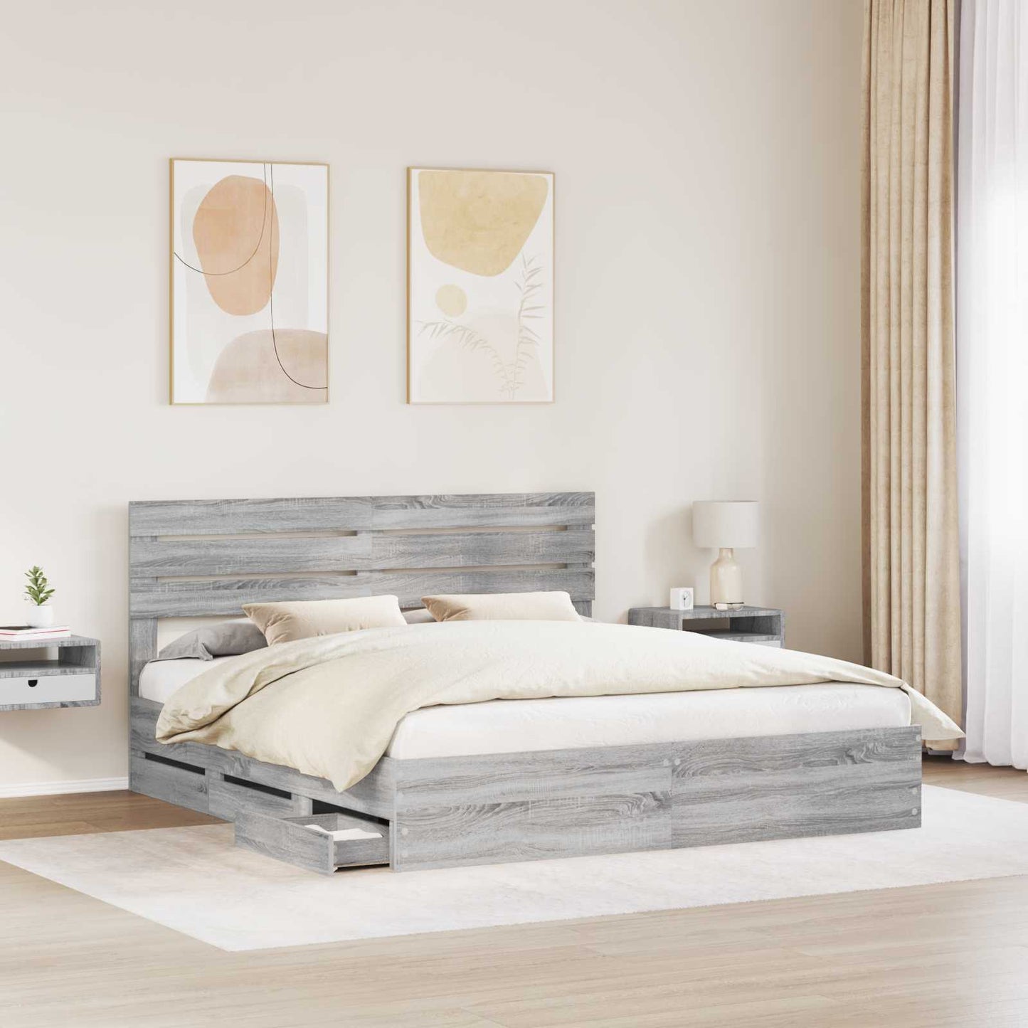 vidaXL Σκελετός Κρεβατιού Γκρίζο Σονομα 180 x 200 cm Μηχανήματος Ξύλο