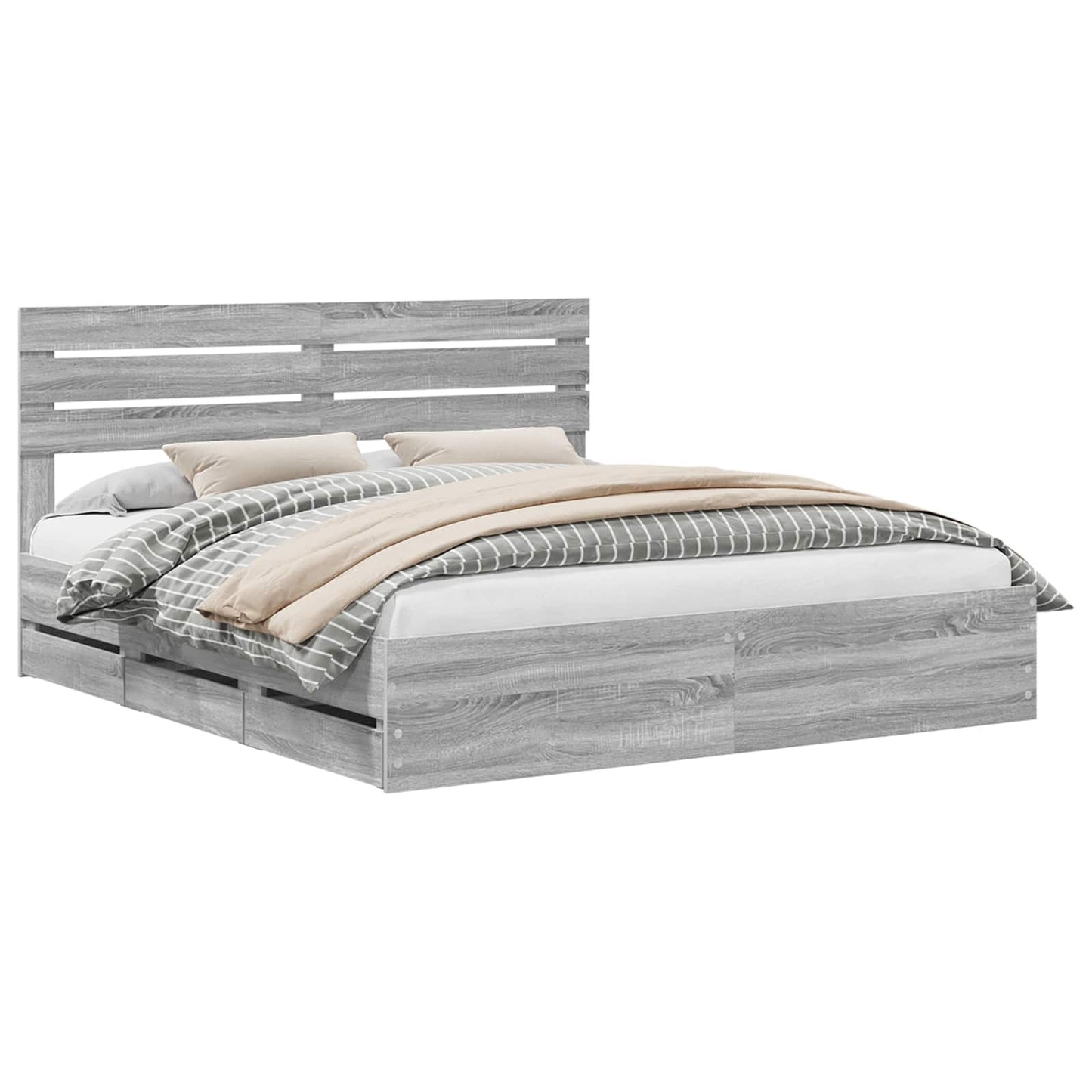 vidaXL Σκελετός Κρεβατιού Γκρίζο Σονομα 180 x 200 cm Μηχανήματος Ξύλο