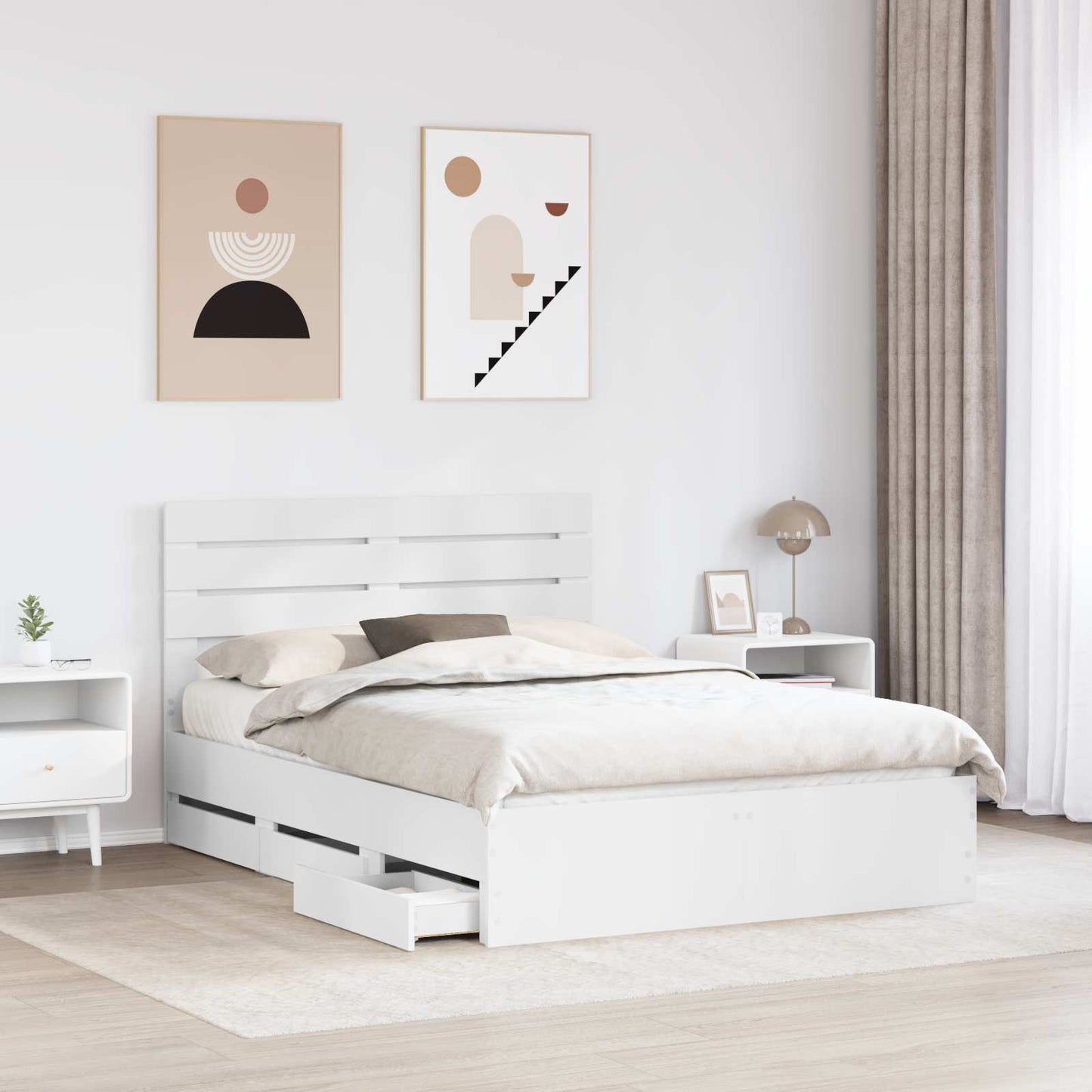 vidaXL Σκελετός Κρεβατιού Λευκό 160 x 200 cm Μηχανήματος Ξύλο