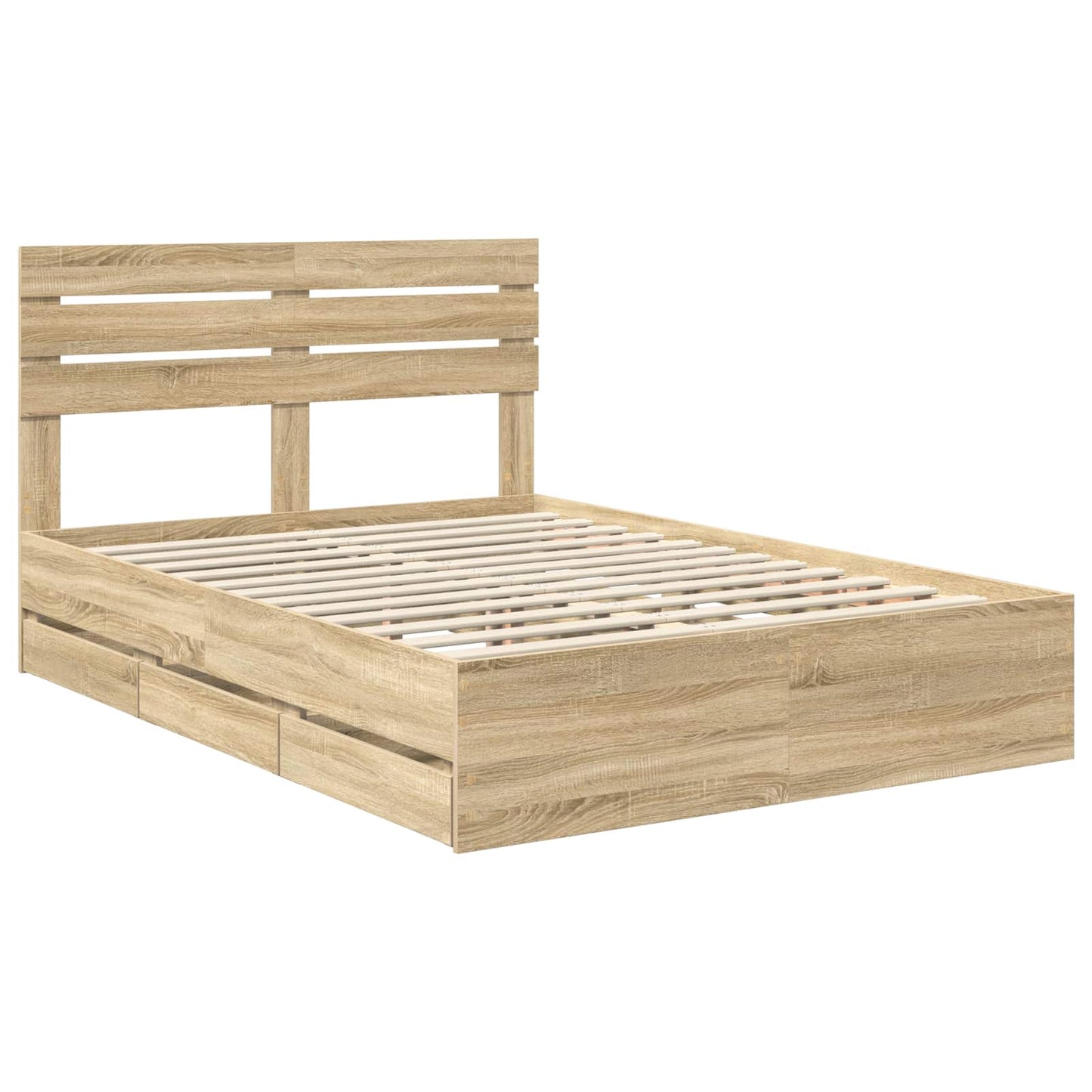 vidaXL Σκελετός Κρεβατιού Δρύς Sonoma 150 x 200 cm Μηχανήματος Ξύλο