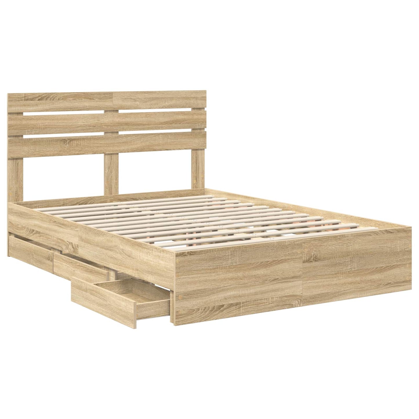 vidaXL Σκελετός Κρεβατιού Δρύς Sonoma 150 x 200 cm Μηχανήματος Ξύλο
