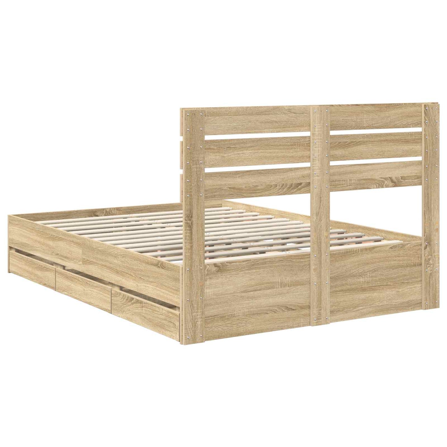 vidaXL Σκελετός Κρεβατιού Δρύς Sonoma 150 x 200 cm Μηχανήματος Ξύλο